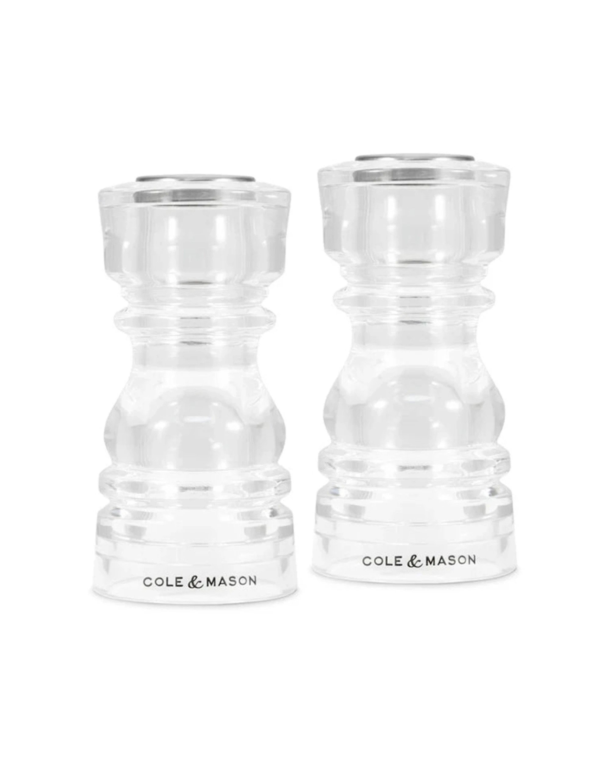 1 Cole Mason London Acrylic Shaker Set 13cm Art Deco Geometric Design Set - Clear, 1 of 4