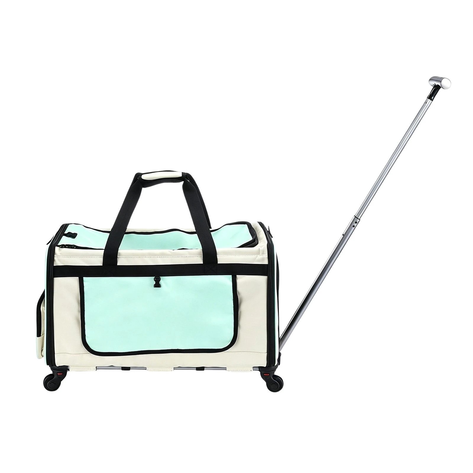 4 Pet Scene Foldable Rolling Pet Dog Carrier Trolley Portable Cat Travel Shoulder Bag with Wheels 60x40x40cm, 4 of 6