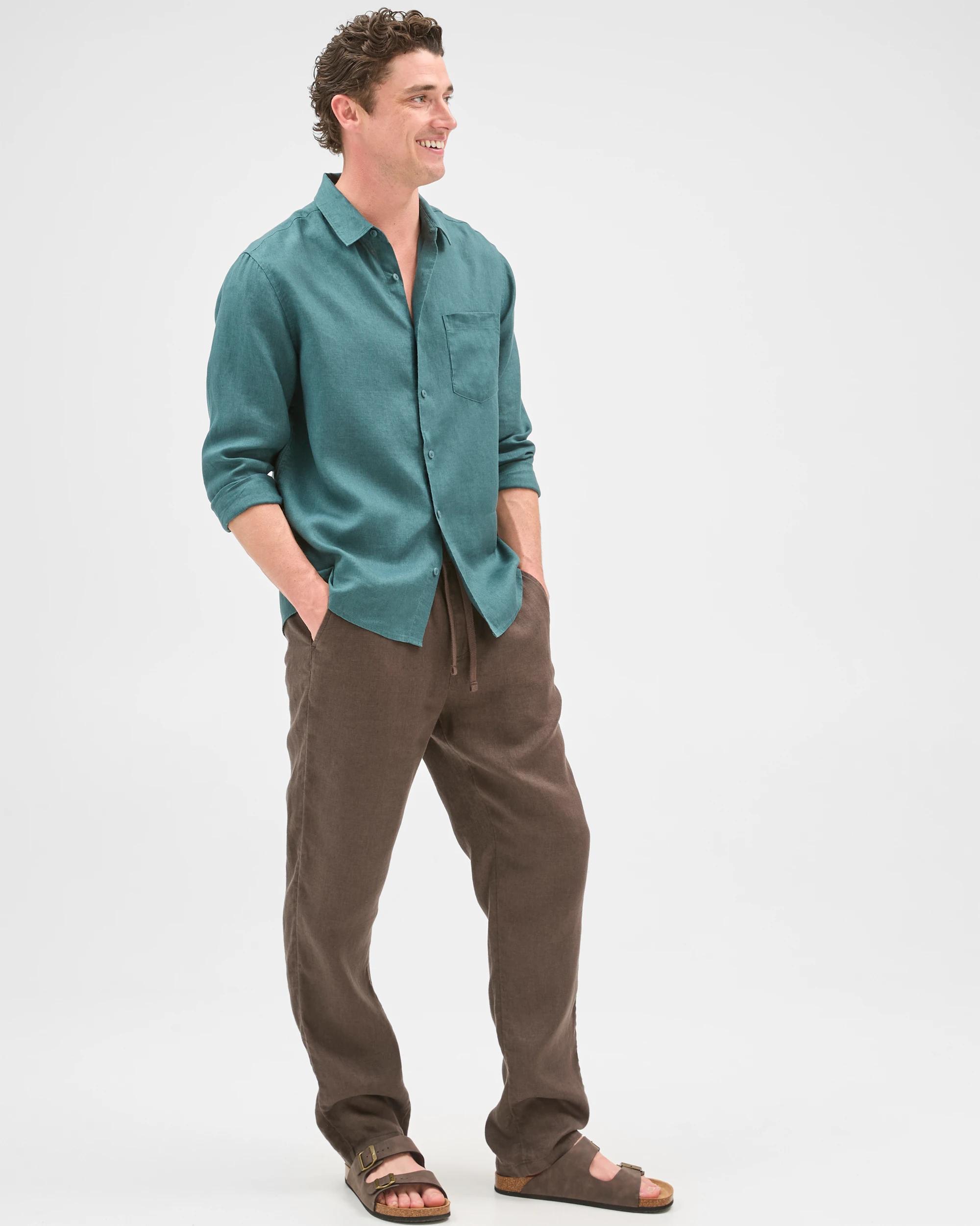 3 Target Man European Linen Full Length Pants CHOCOLATE, 3 of 7