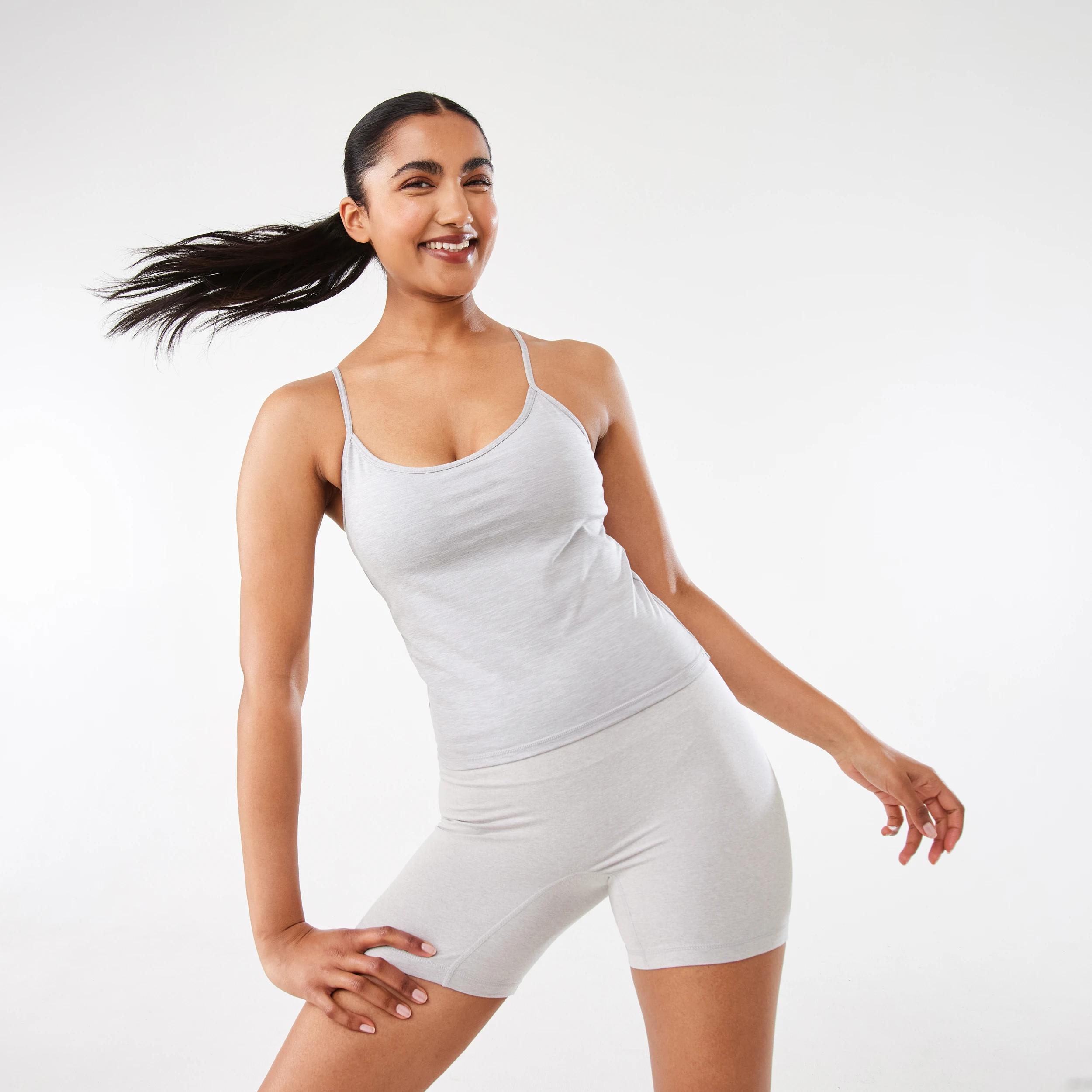 4 Active Womens Ribbed Waist Bike Shorts SOFT GREY MARLE, 4 of 7