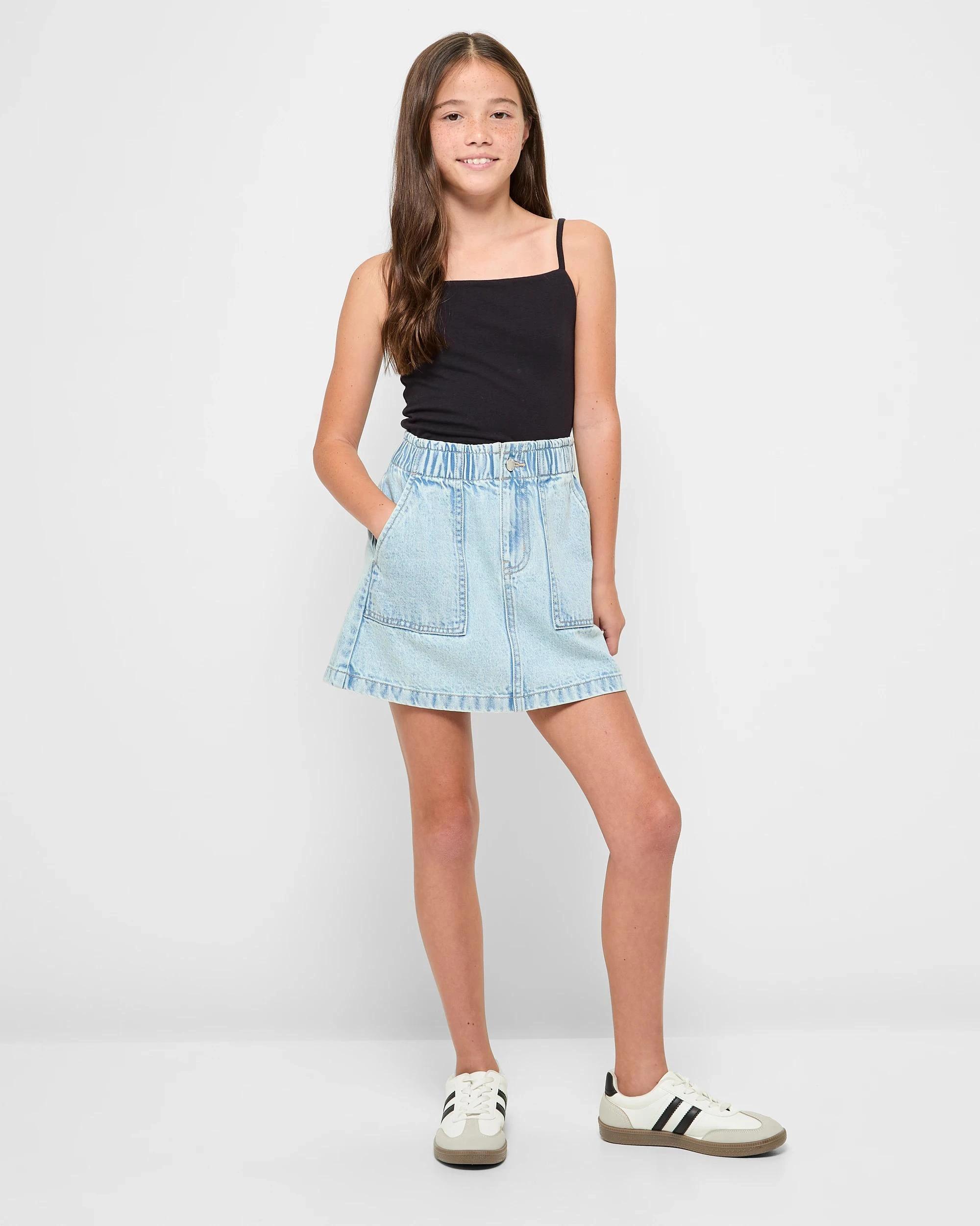 2 Target Elastic Waist Denim Skirt LIGHT WASH, 2 of 5
