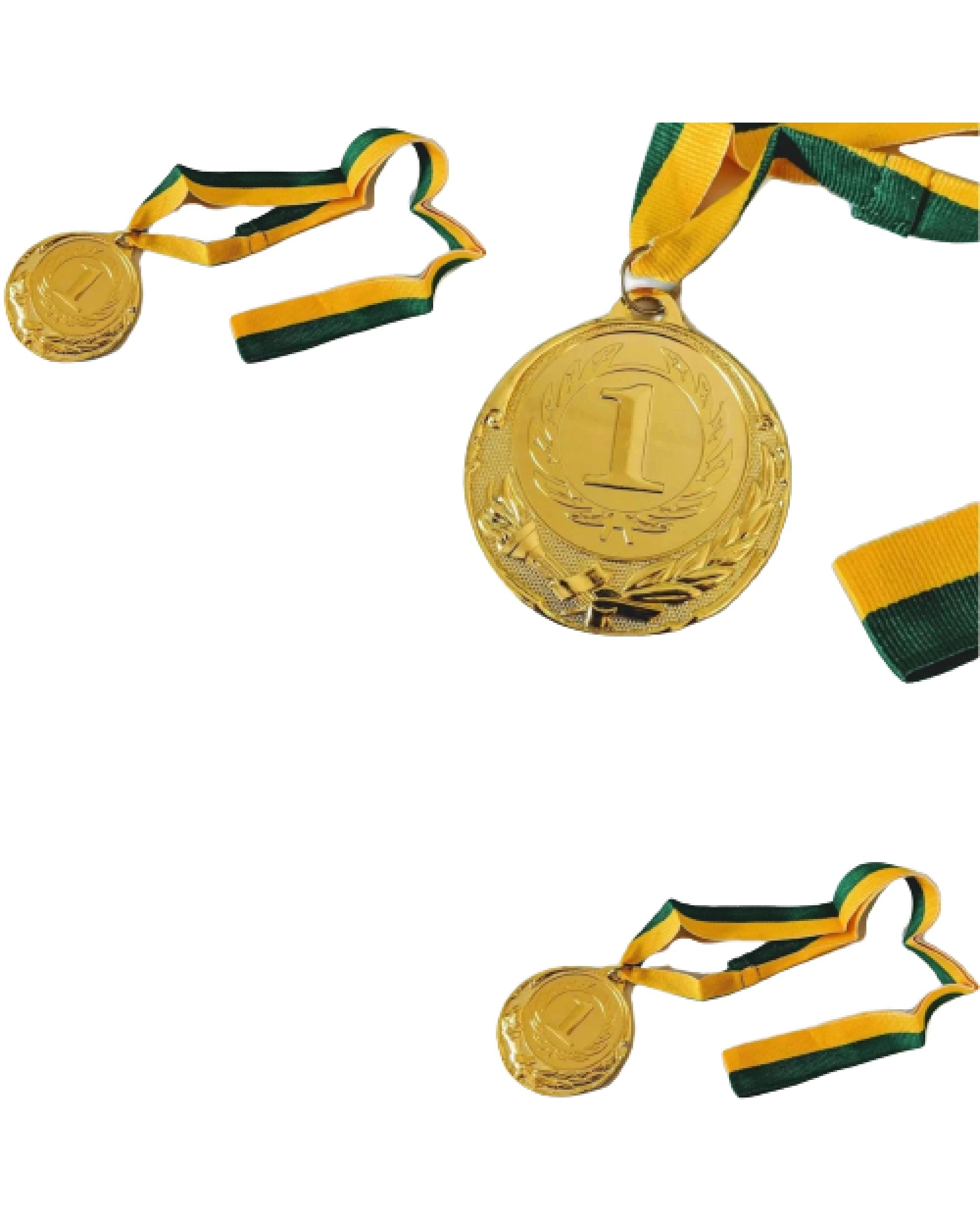 1 Br Costumes 10x Metal Winner Gold Medal 1st Party Favours Sports Day 40cm Ribbon Bulk, 1 of 4