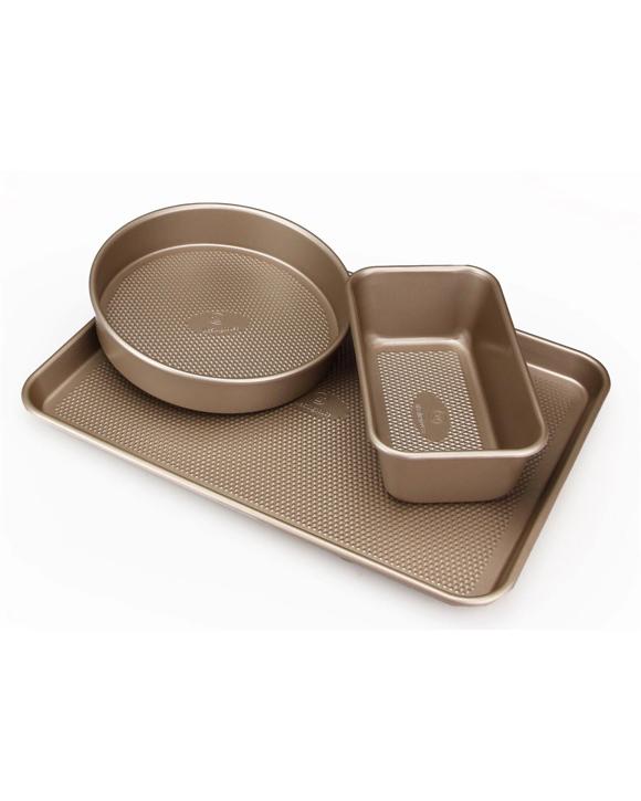 Westinghouse 3 Piece Carbon Steel Baking Set with Textured Pan Tray & Loaf