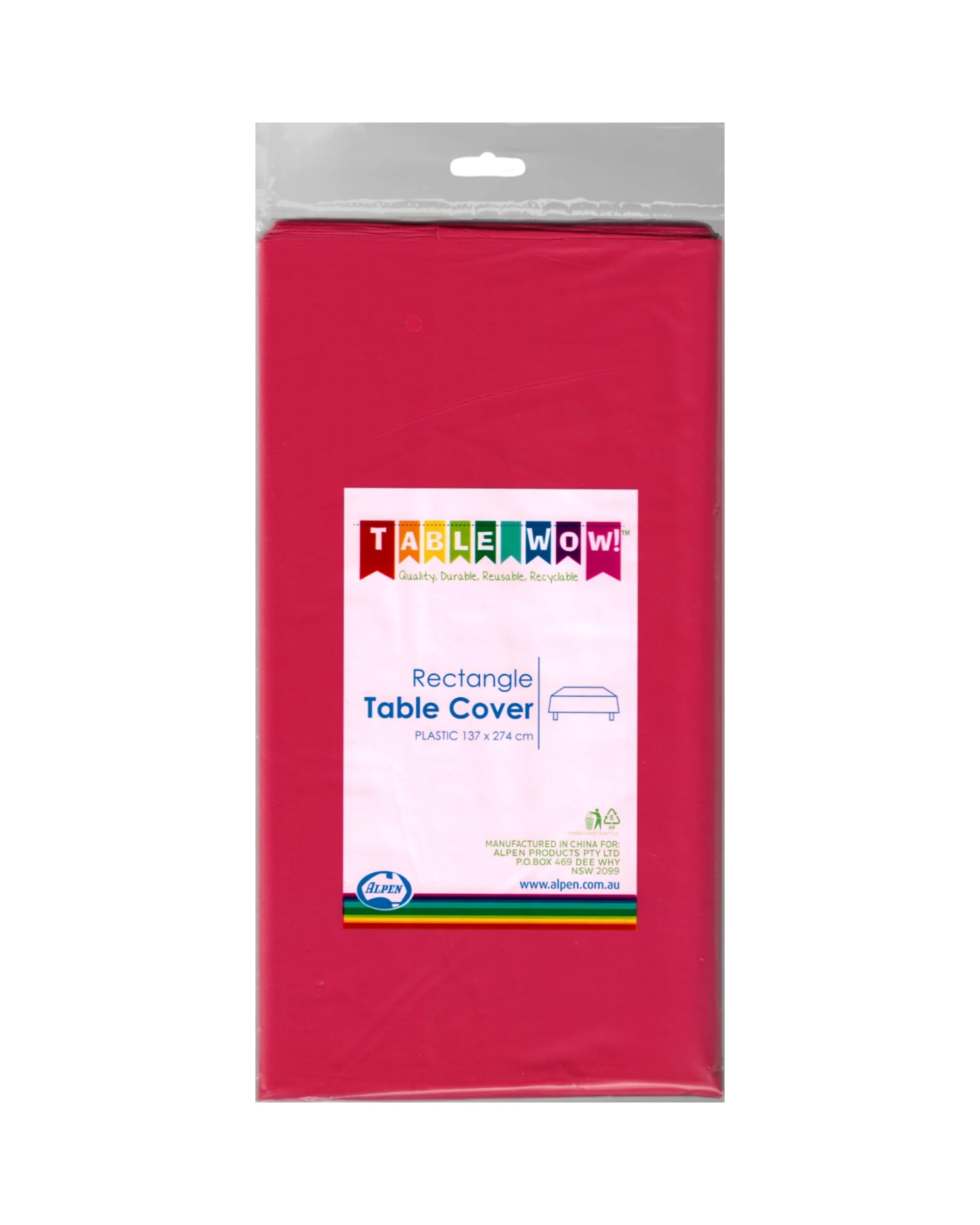 2 Alpen Plastic Rectangular Tablecloth Red - Red, 2 of 2