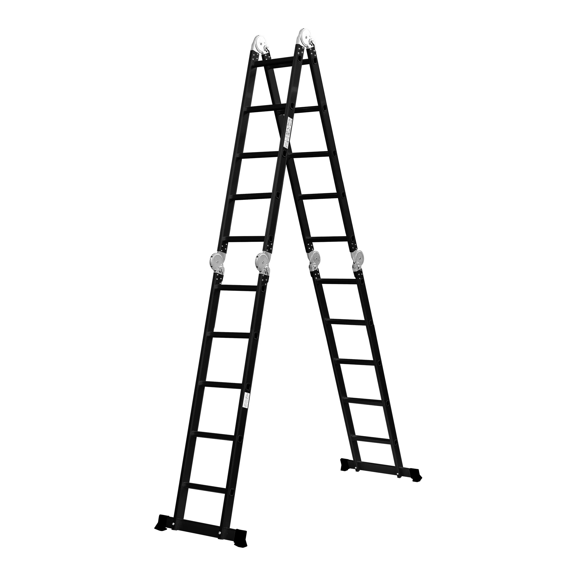 1 Traderight 5.7M Aluminium Portable Folding Ladder - Black, 1 of 5