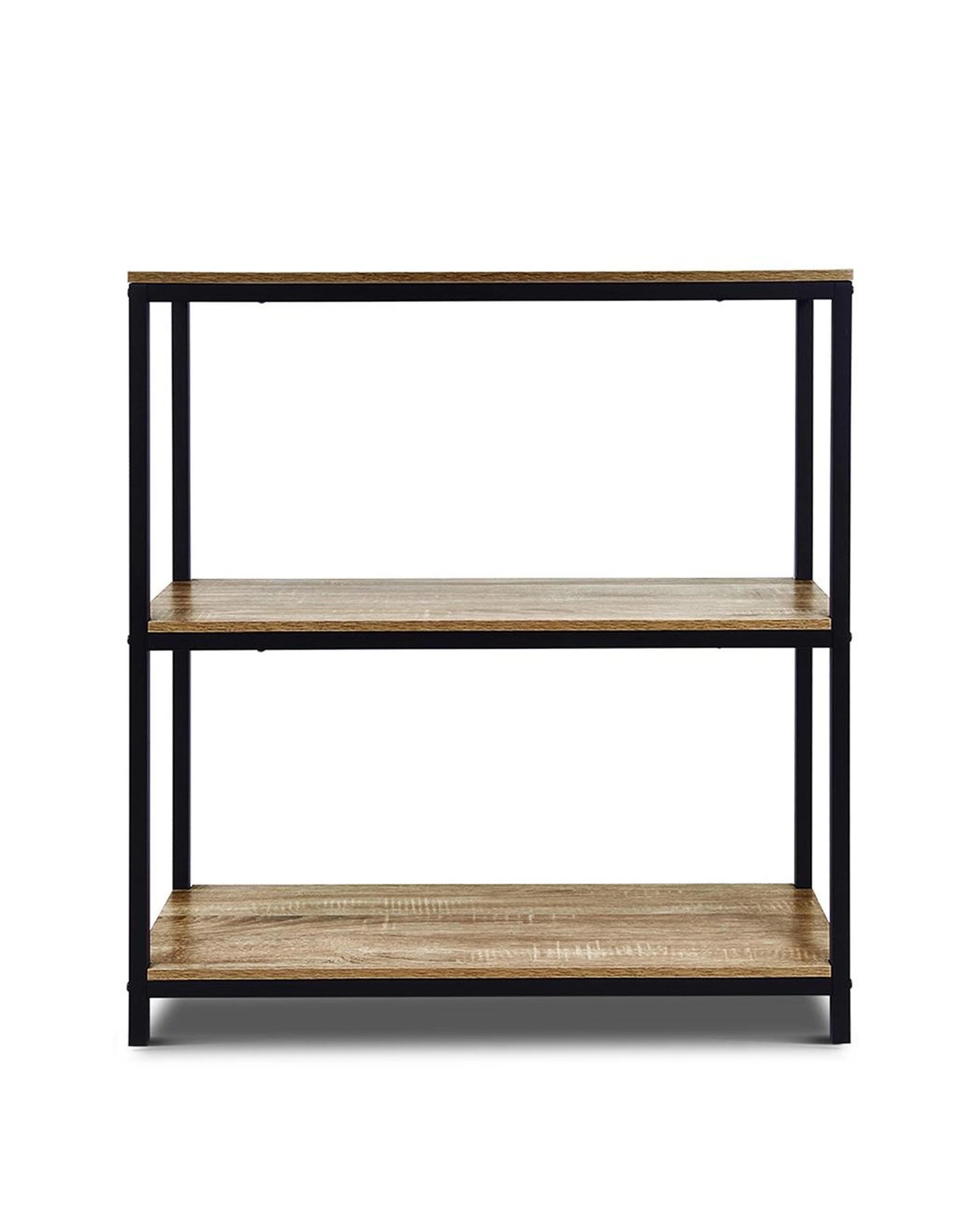 2 Rome Industrial Style 3-Tier Storage Bookshelf Oak, 2 of 10