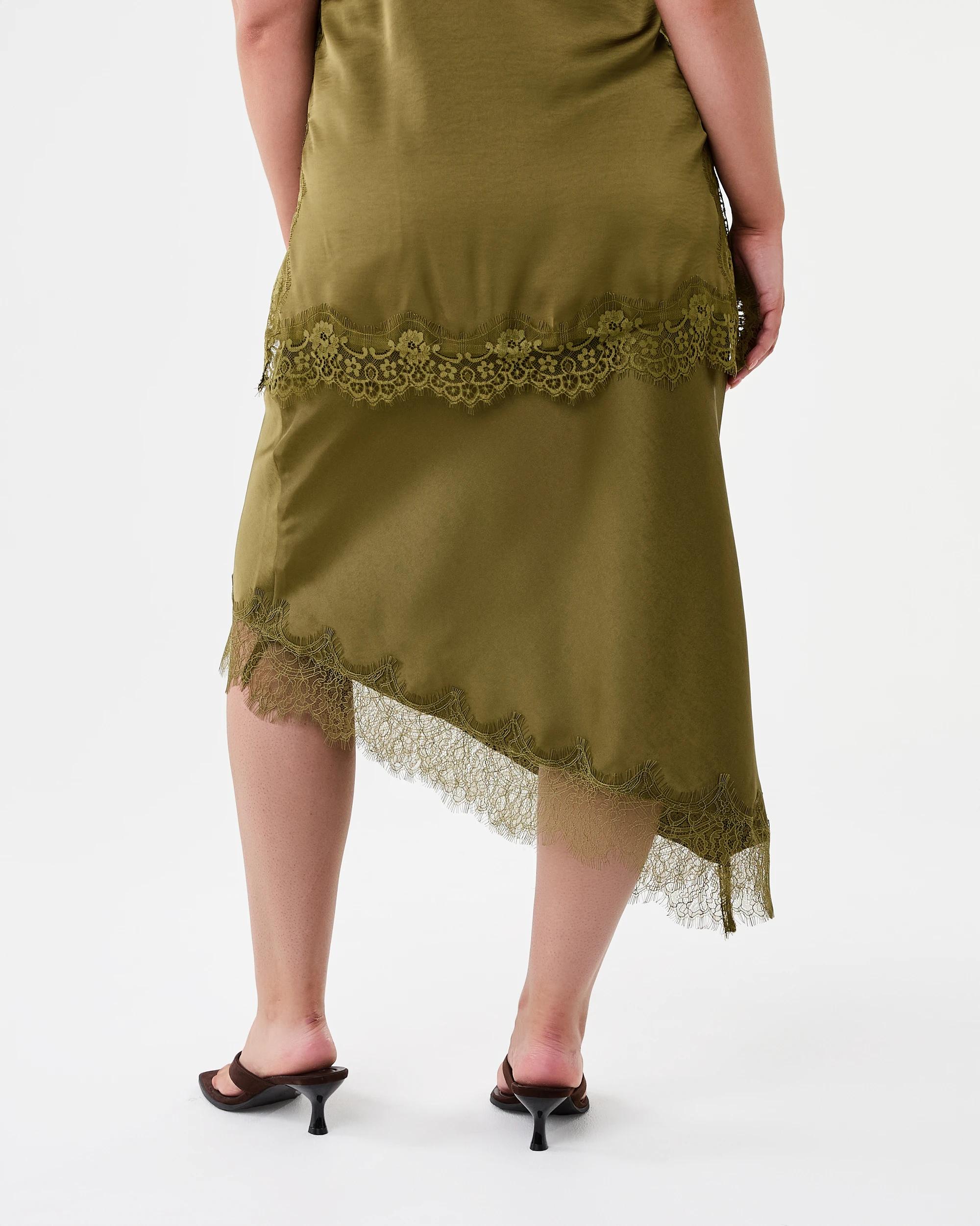 3 Lace Trim Satin Skirt Charte Grn, 3 of 6