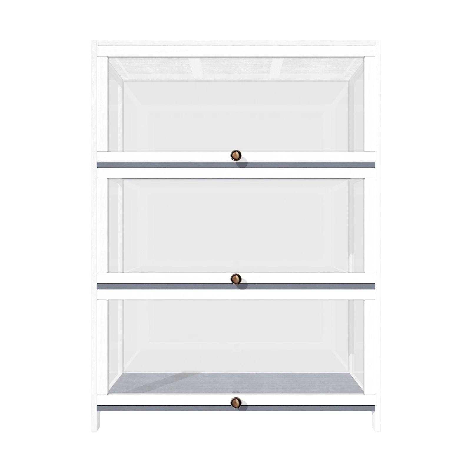 5 Oikiture Display Cabinet Storage 3-tier Shelves Clear Bookcase Stand Rack
 - White, 5 of 9
