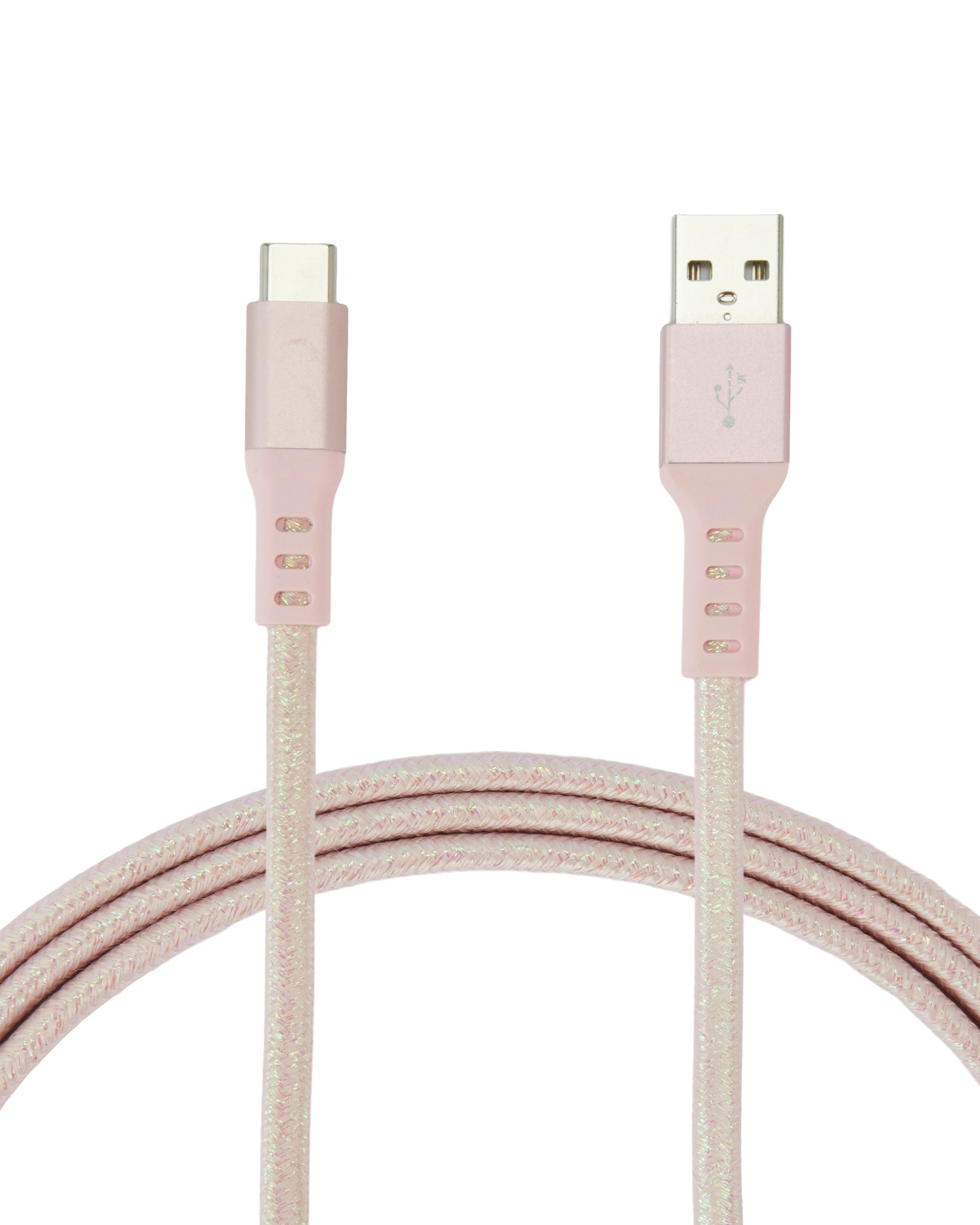 1 USB-A to USB-C Braided Cable - 1m, Pink, 1 of 4