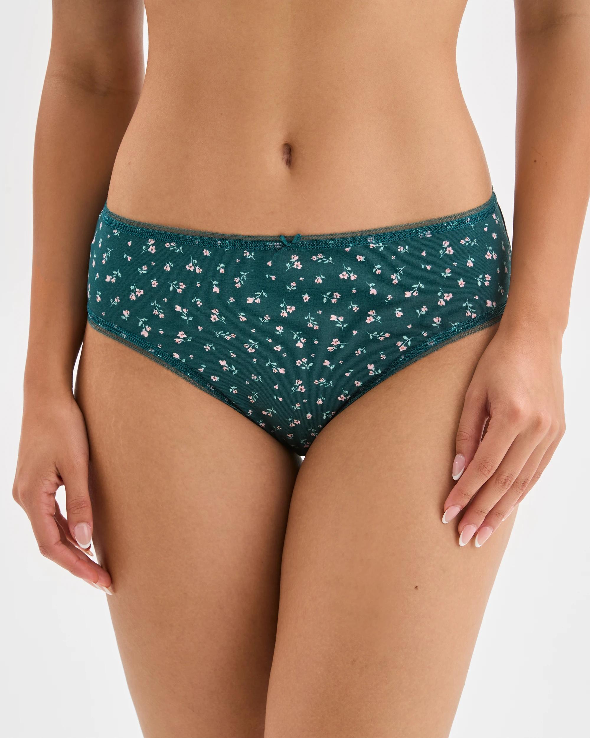 2 Target Woman Australian Cotton 5 Pack High Cut Briefs TEAL DITSY, 2 of 5