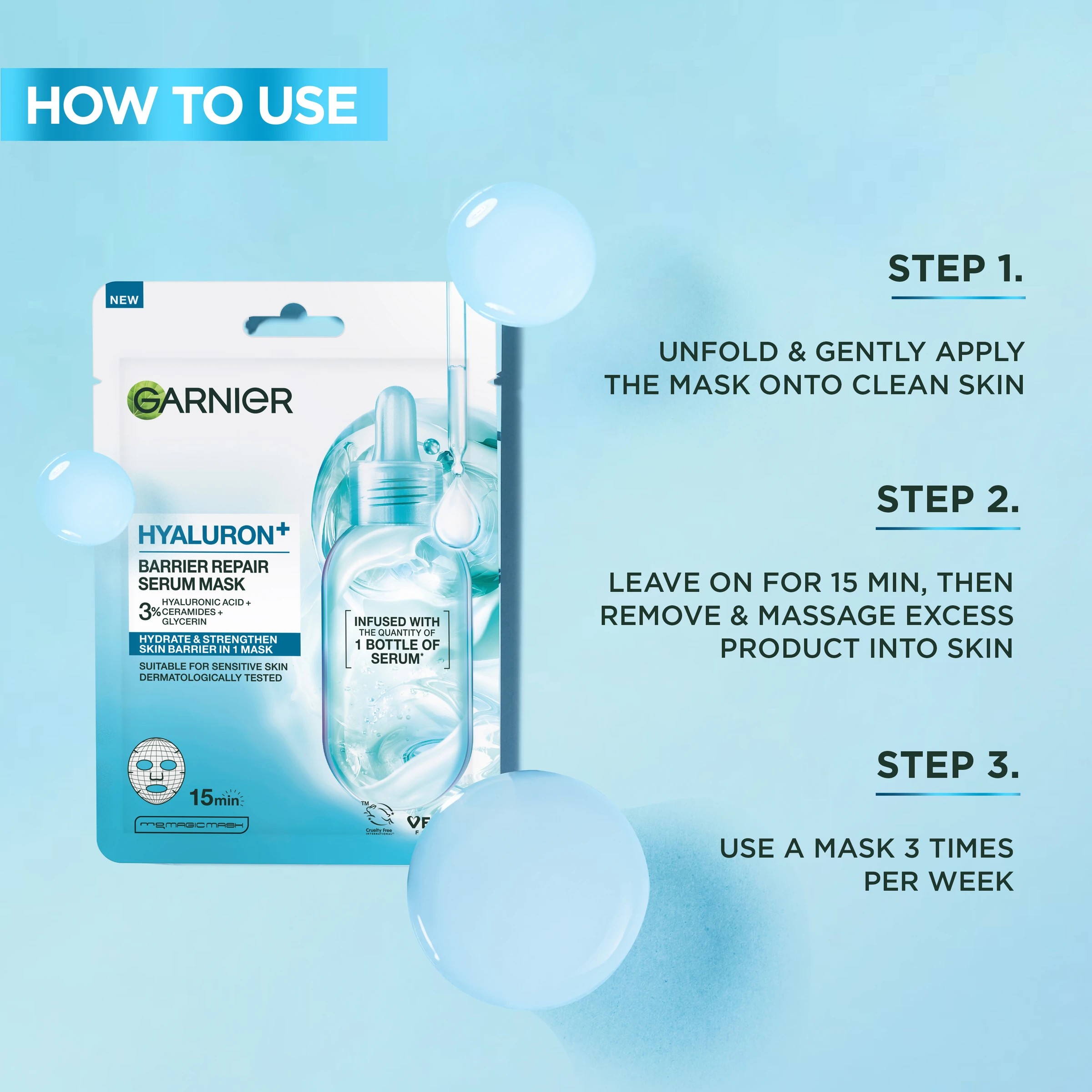 5 Garnier Hyaluron+ Barrier Repair Serum Mask 36.5g - Hyaluronic Acid and Ceramides, 5 of 7