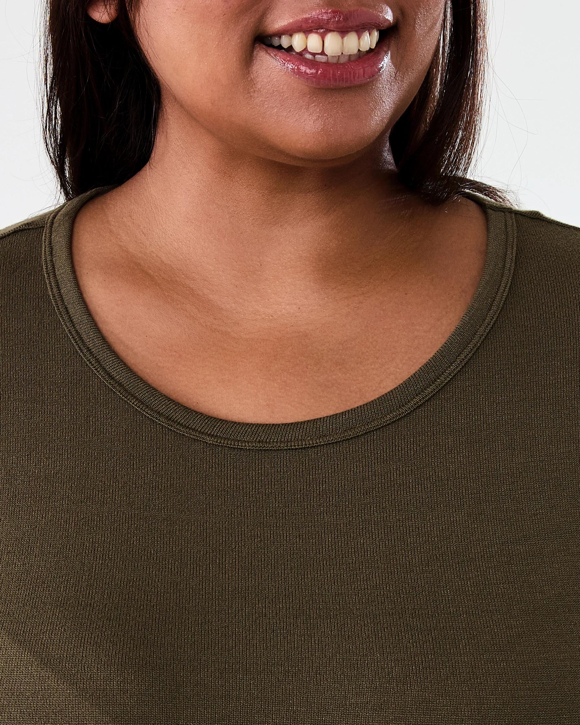 5 Curve Long Sleeve Brushed Asymmetrical Top Deep Olive, 5 of 6