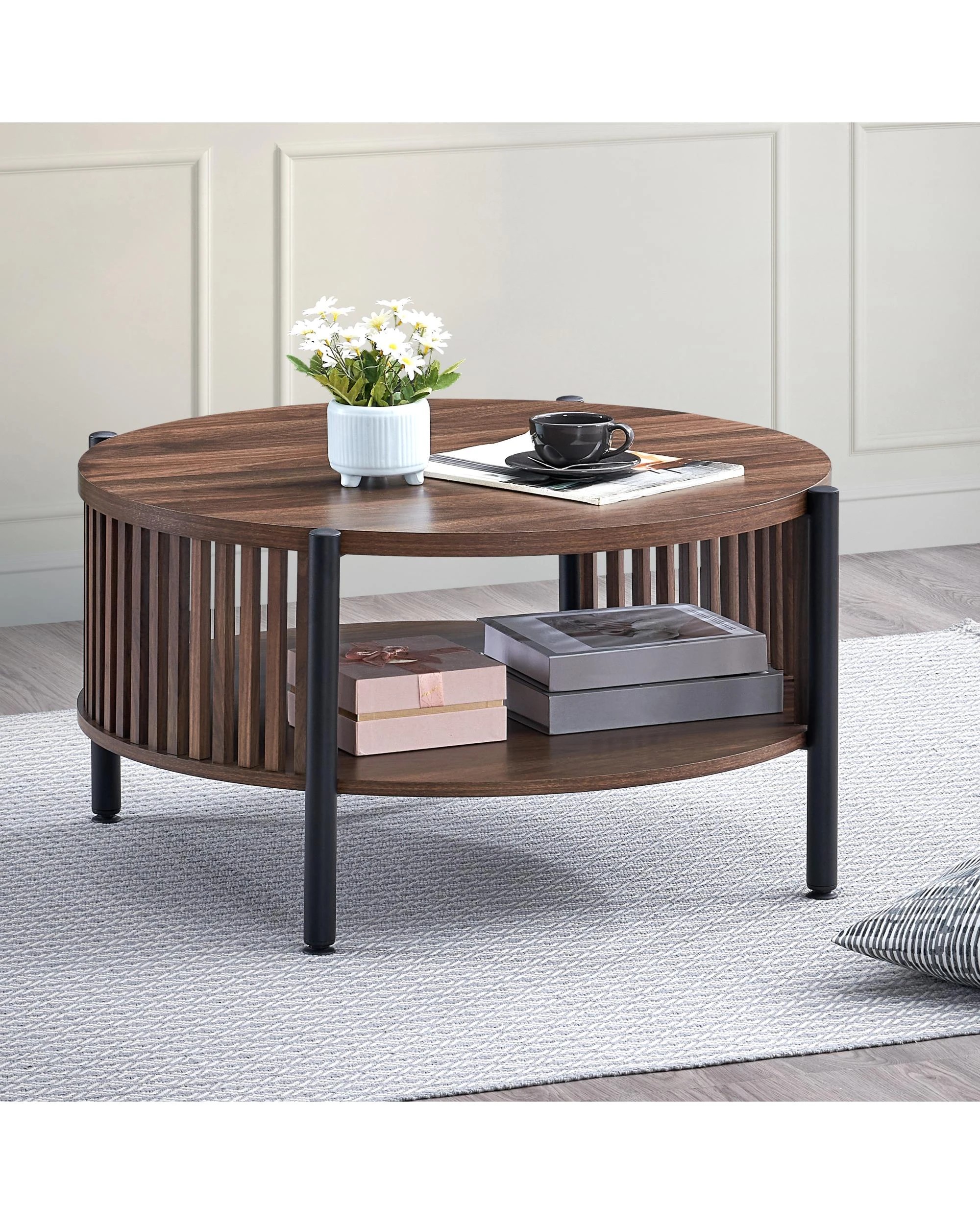 2 Kodu Coffee Table Round 80cm Walnut - Brown, 2 of 5