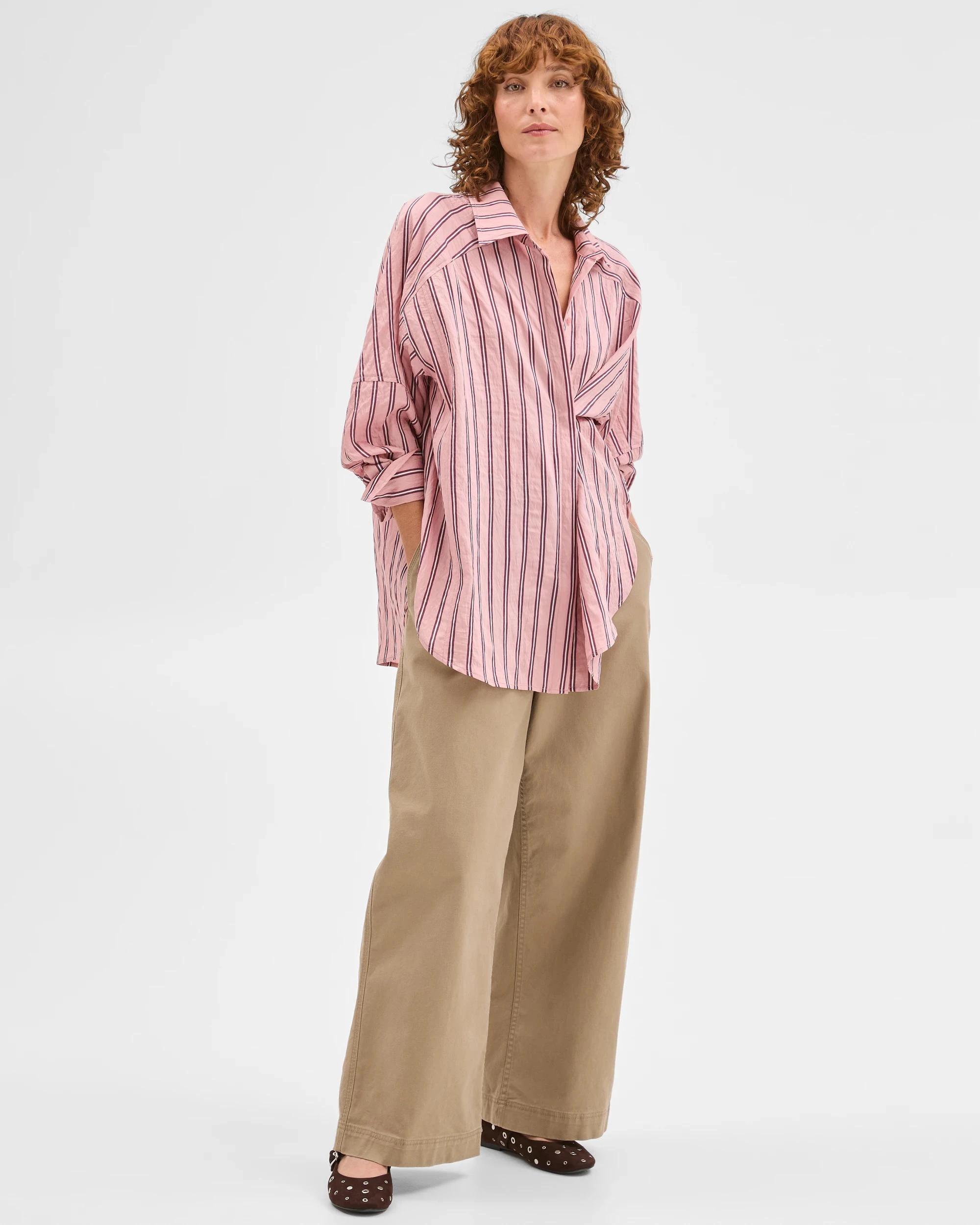 6 Target Woman Relaxed 2-Way Shirt SOFT BLUSH STRIPE, 6 of 6