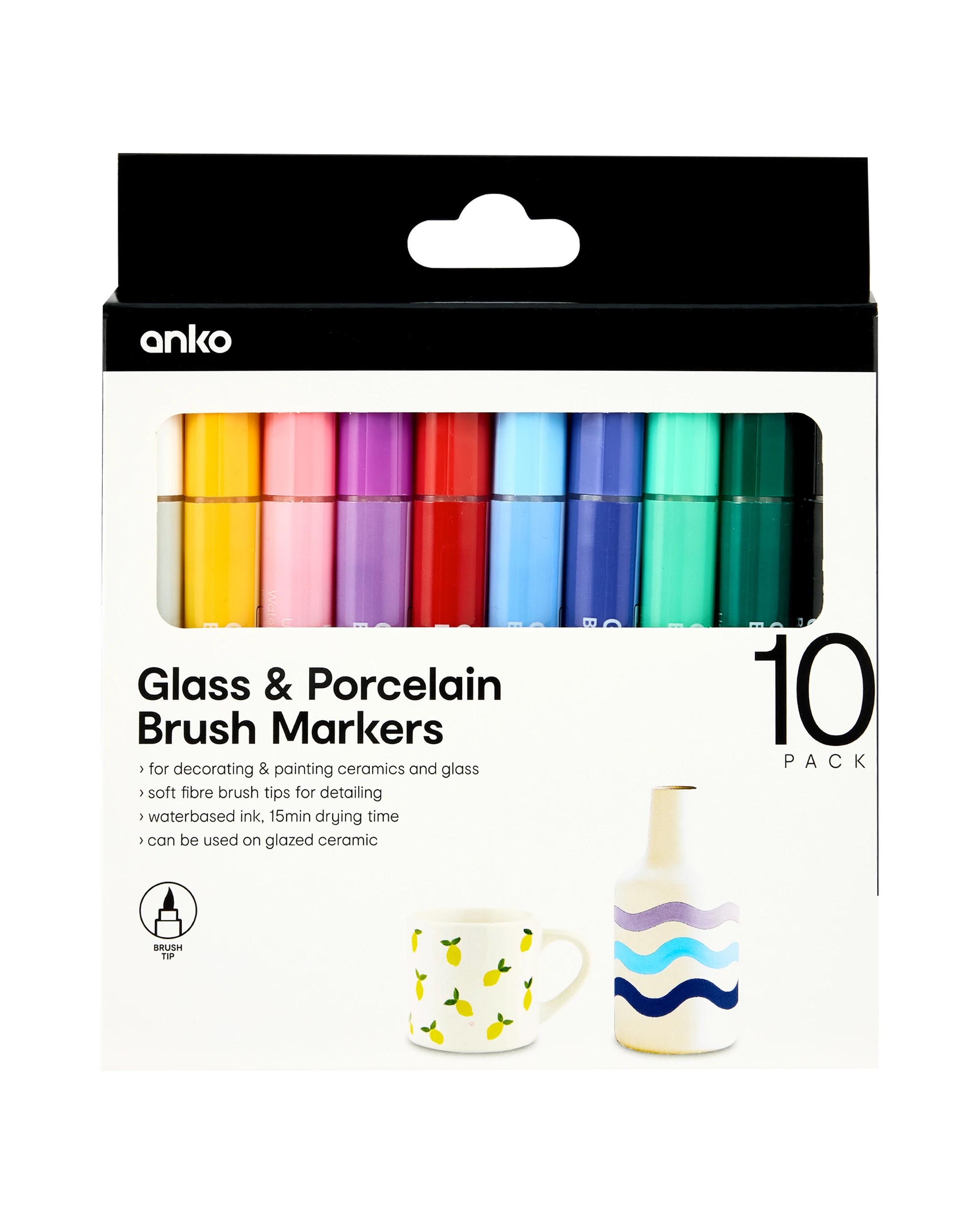 1 10 Pack Glass and Porcelain Brush Markers, 1 of 8