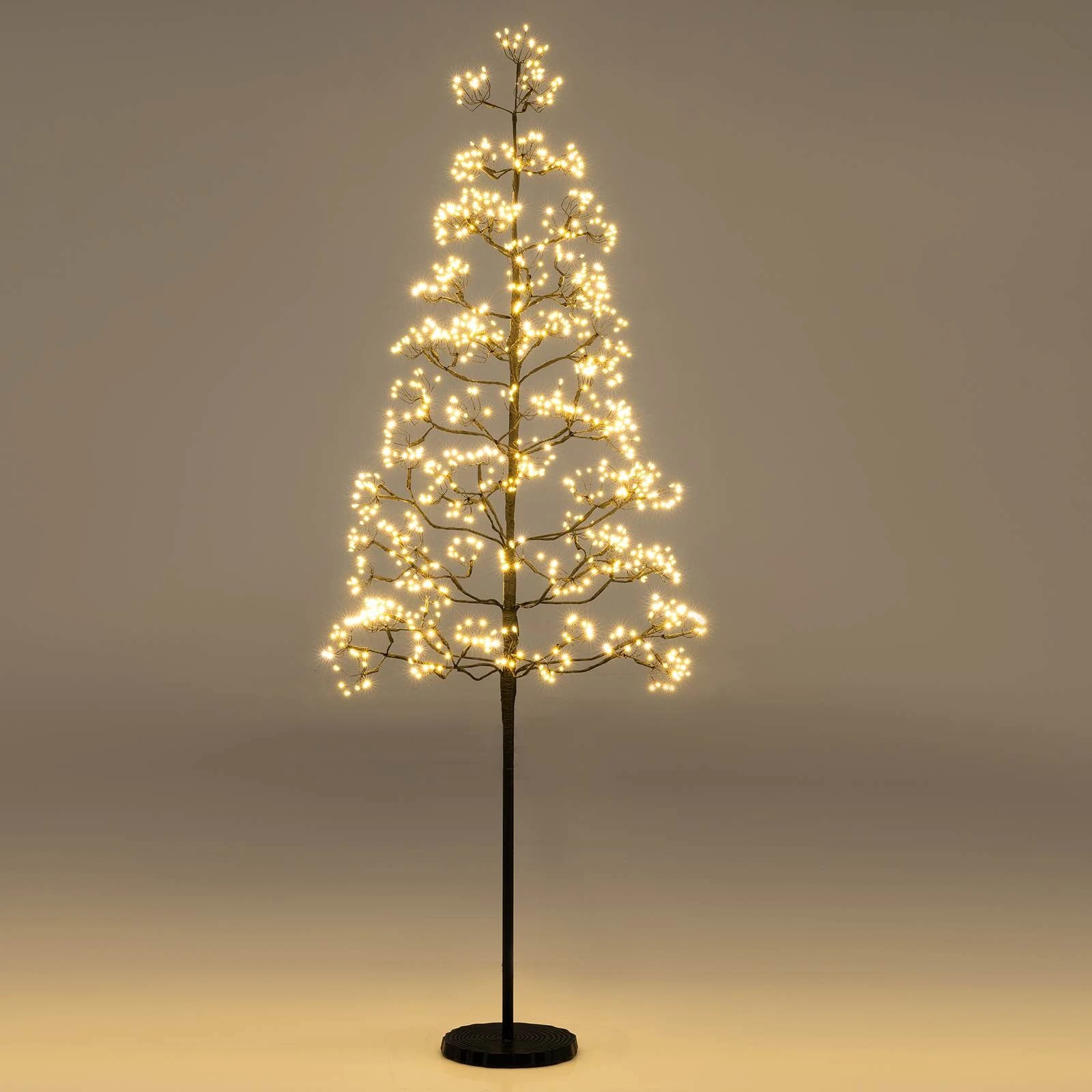 1 Costway Lighted Christmas Alpine Tree 1000 LEDs Pre-lit Xmas Decor Warm White Lights Gift 1.5M, 1 of 2
