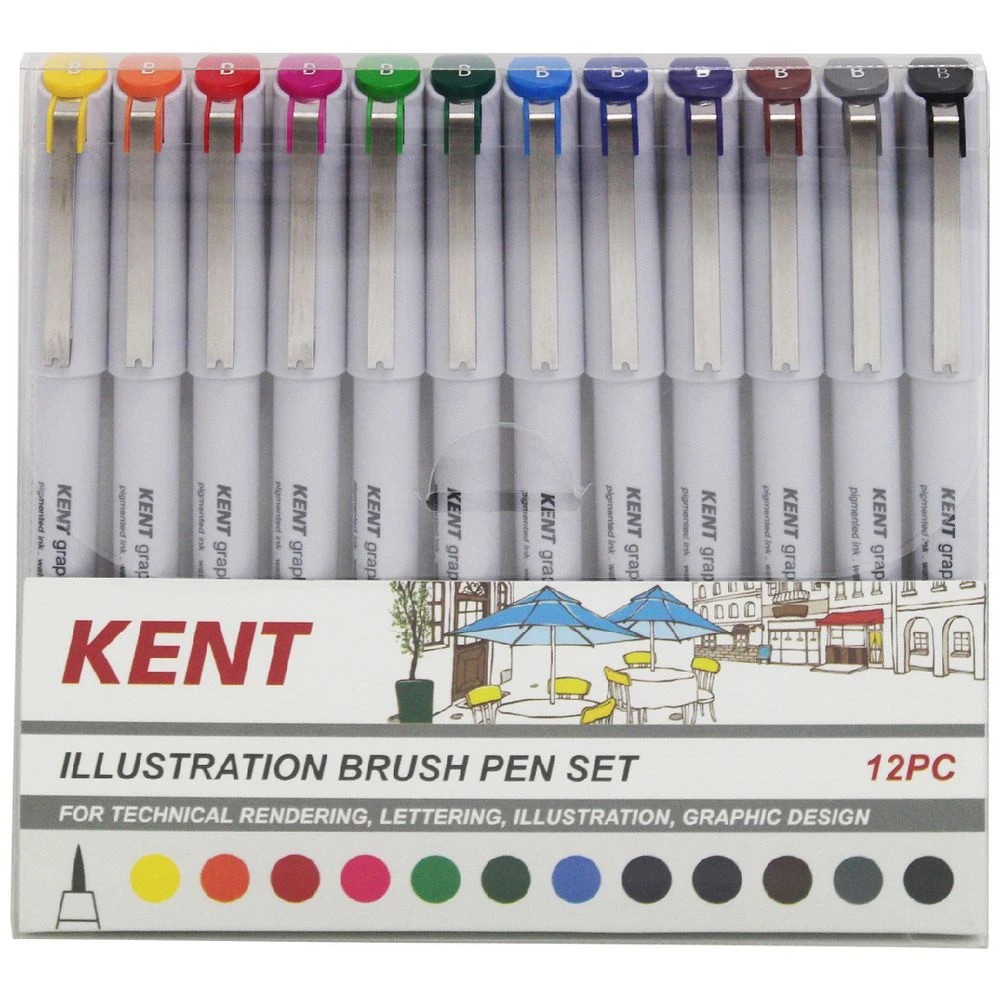 1 Kent Illustration Brush Pens 12 Pack Assorted, 1 of 3
