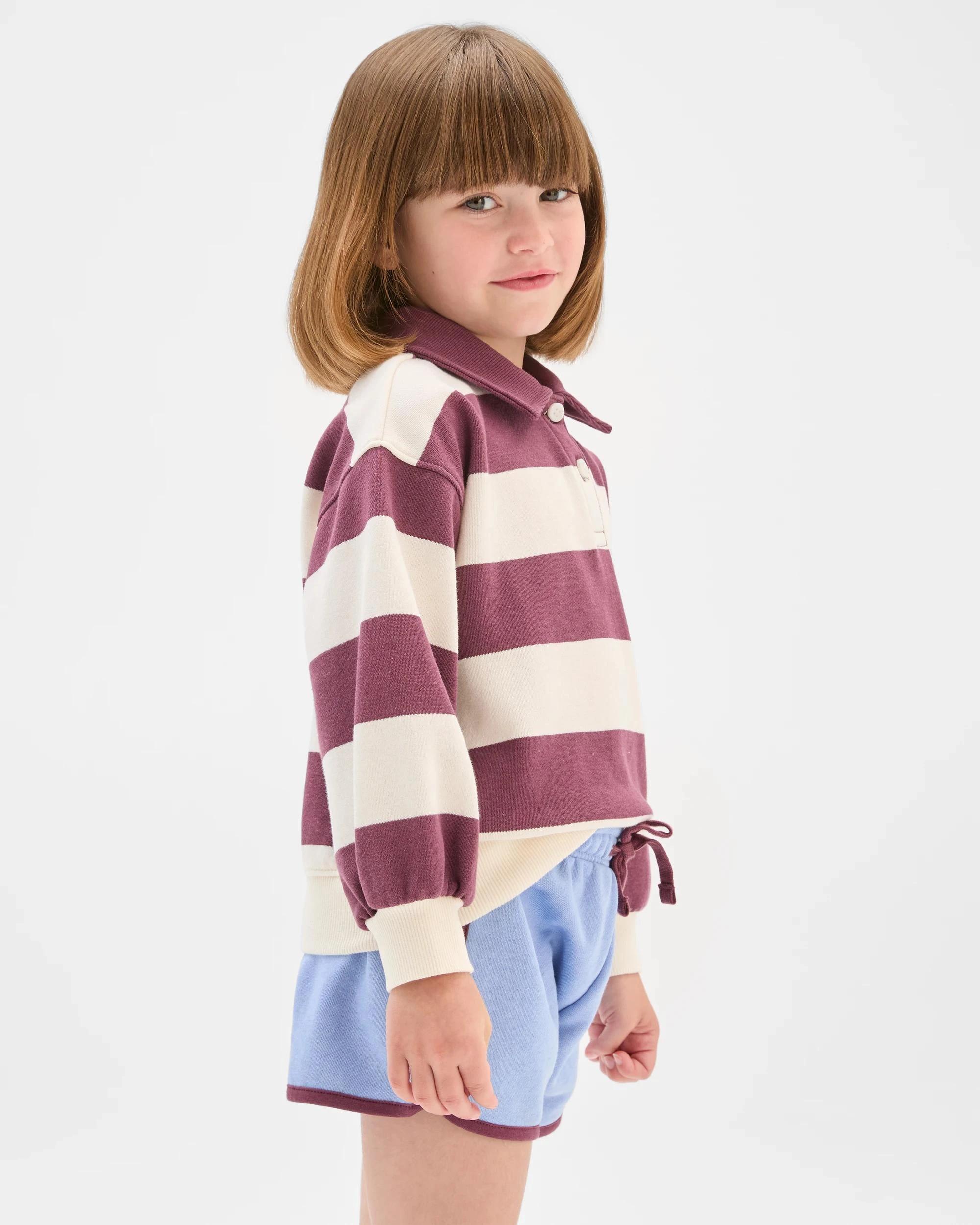 3 Target Australian Cotton Blend Fleece Top and Short 2 Piece Set PURPLE/BLUE STRIPE, 3 of 6