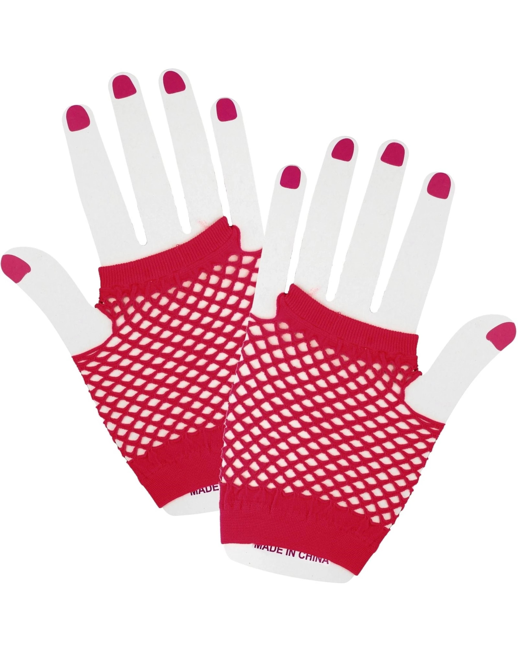 1 Partyrama Short Fingerless Fishnet Gloves - Red, 1 of 1