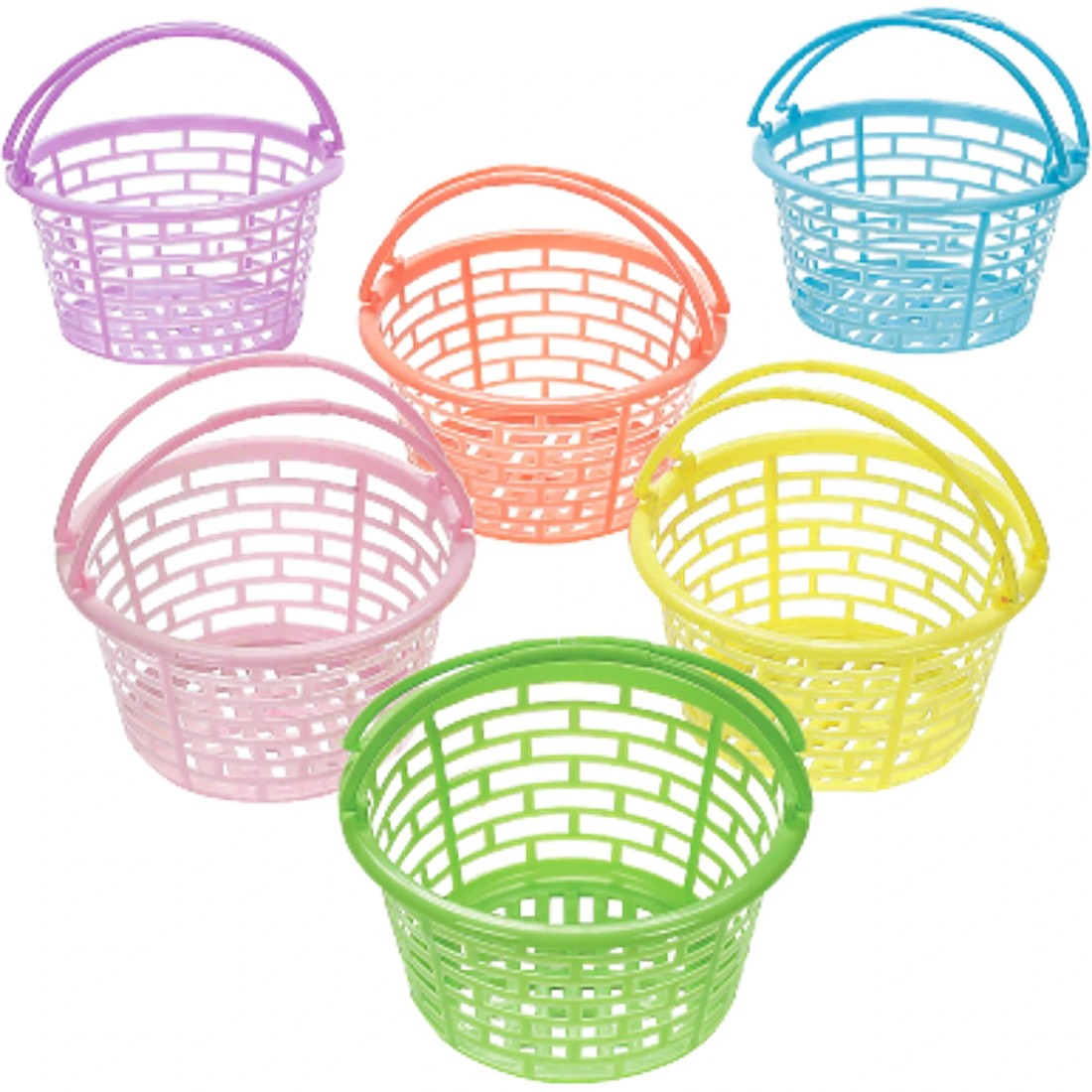 1 Fun Express Plastic Pastel Baskets with Handles Pack of 12, 1 of 1