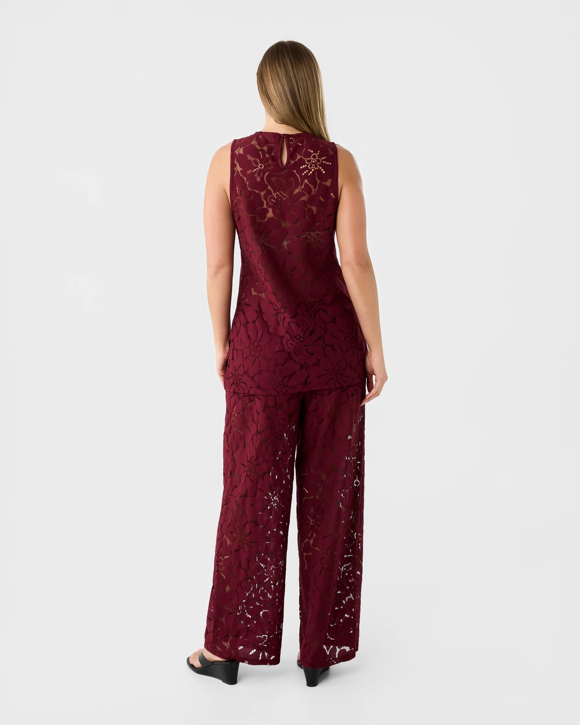 4 Sleeveless Lace Tunic Cran Juice, 4 of 6