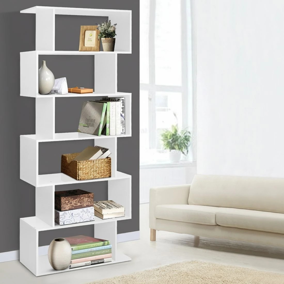 6 Artiss Bookshelf 6 Tiers - White, 6 of 6