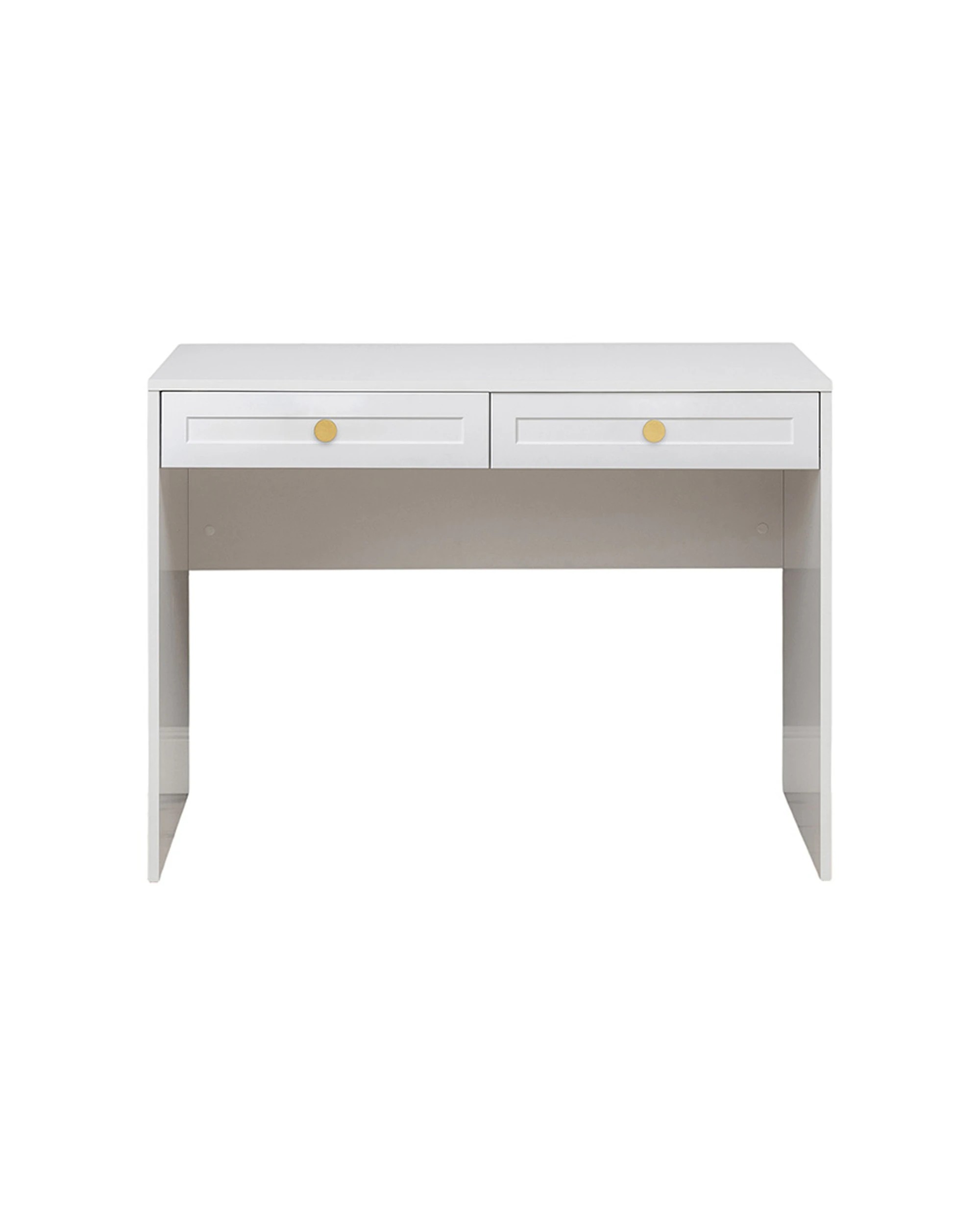 1 European Cabinetry Odessa Hamptons Front Furniture Desk Brass Round Handle - White, 1 of 2