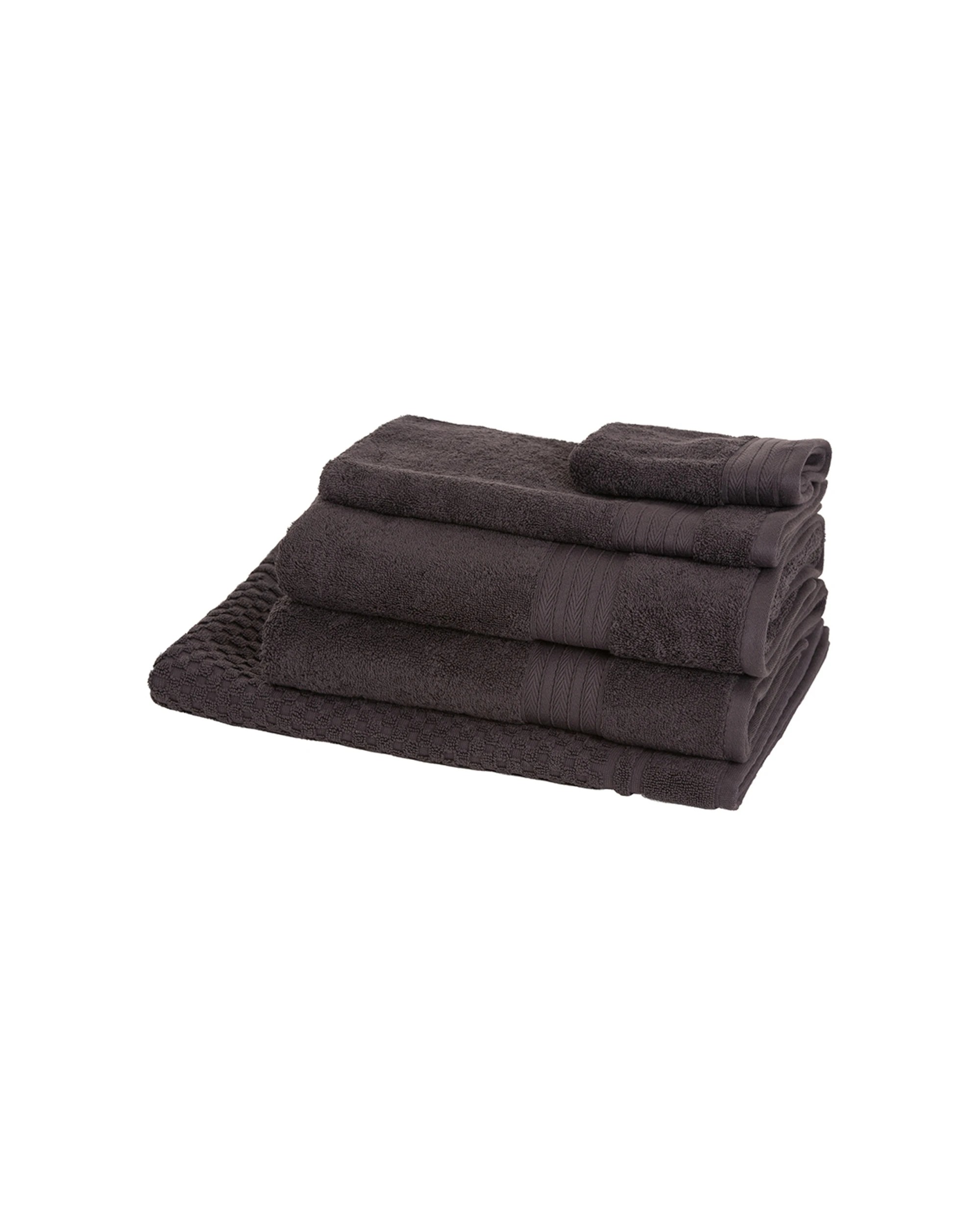 1 Sheraton Luxury 5pc Egyptian Cotton Towel Pack Bath Hand Mat Face Washer Slate - Grey, 1 of 4