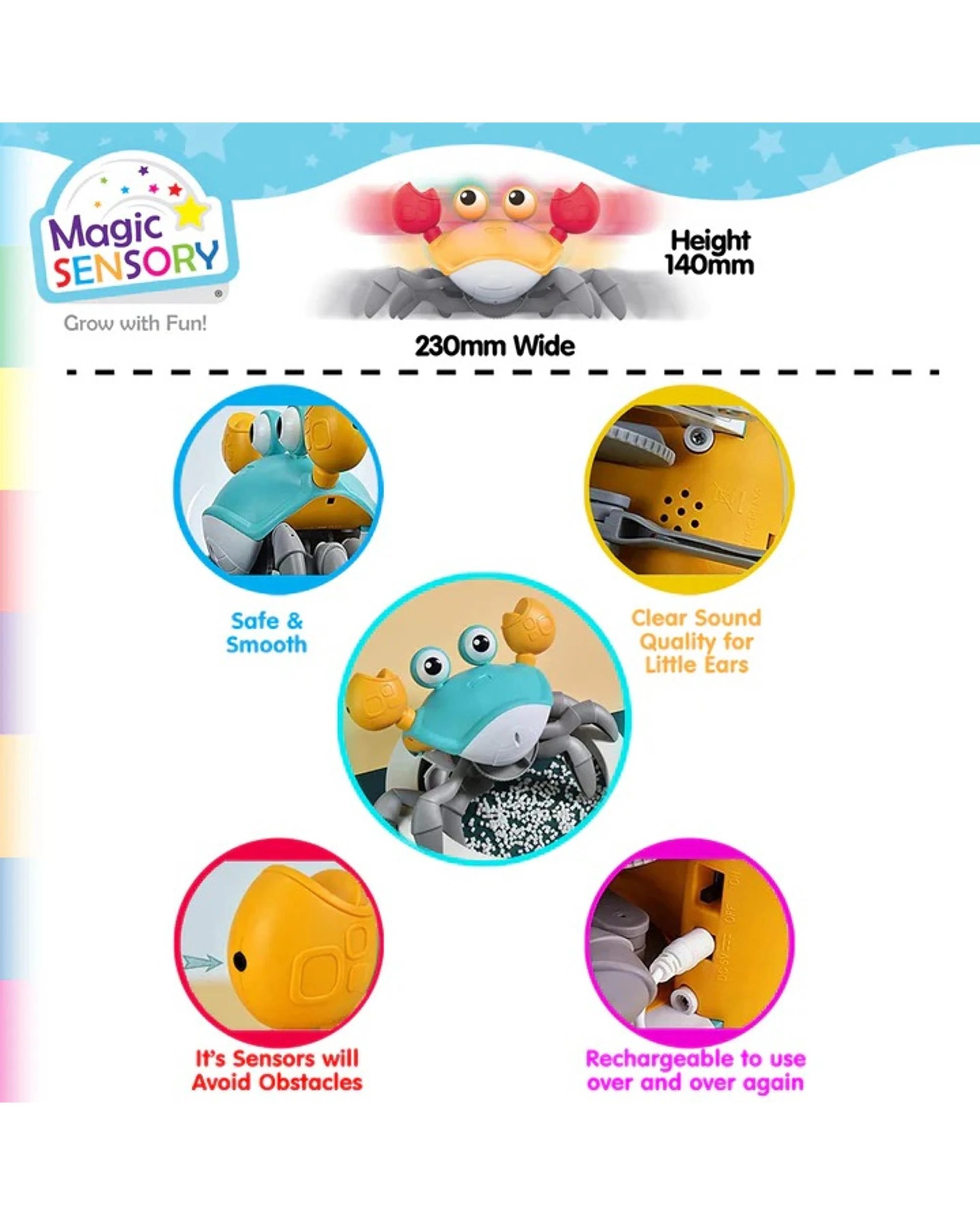 3 Magic Sensory Interactive Crawling Crab Toy - Orange, 3 of 8