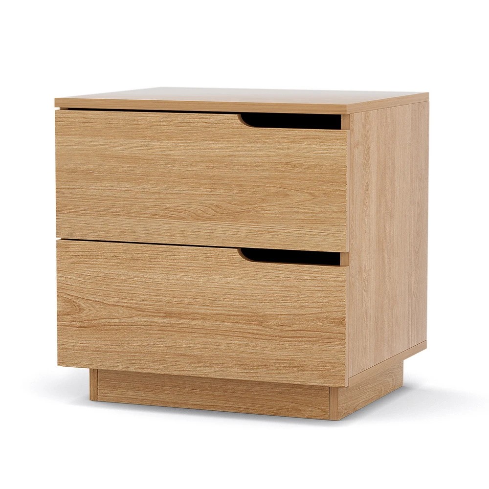 1 Artiss Bedside Table 2 Drawers Nightstand - Natural, 1 of 8