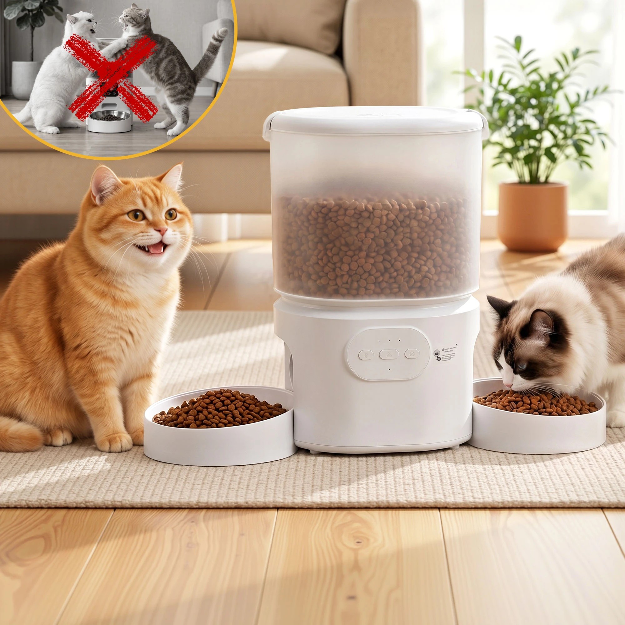 5 i.Pet 5L Automatic Pet Feeder Dual Bowl Smart Dispenser APP Control Cats Dogs - White, 5 of 6