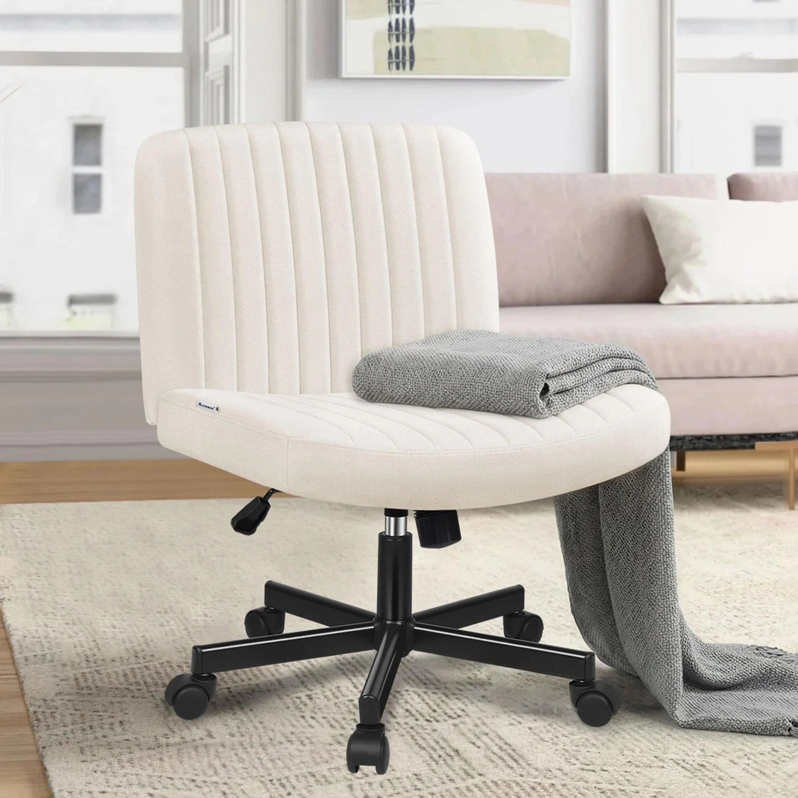 7 Alfordson Office Desk Chair Computer Armless Wide Seat Mid Back Fabric - Beige, 7 of 9