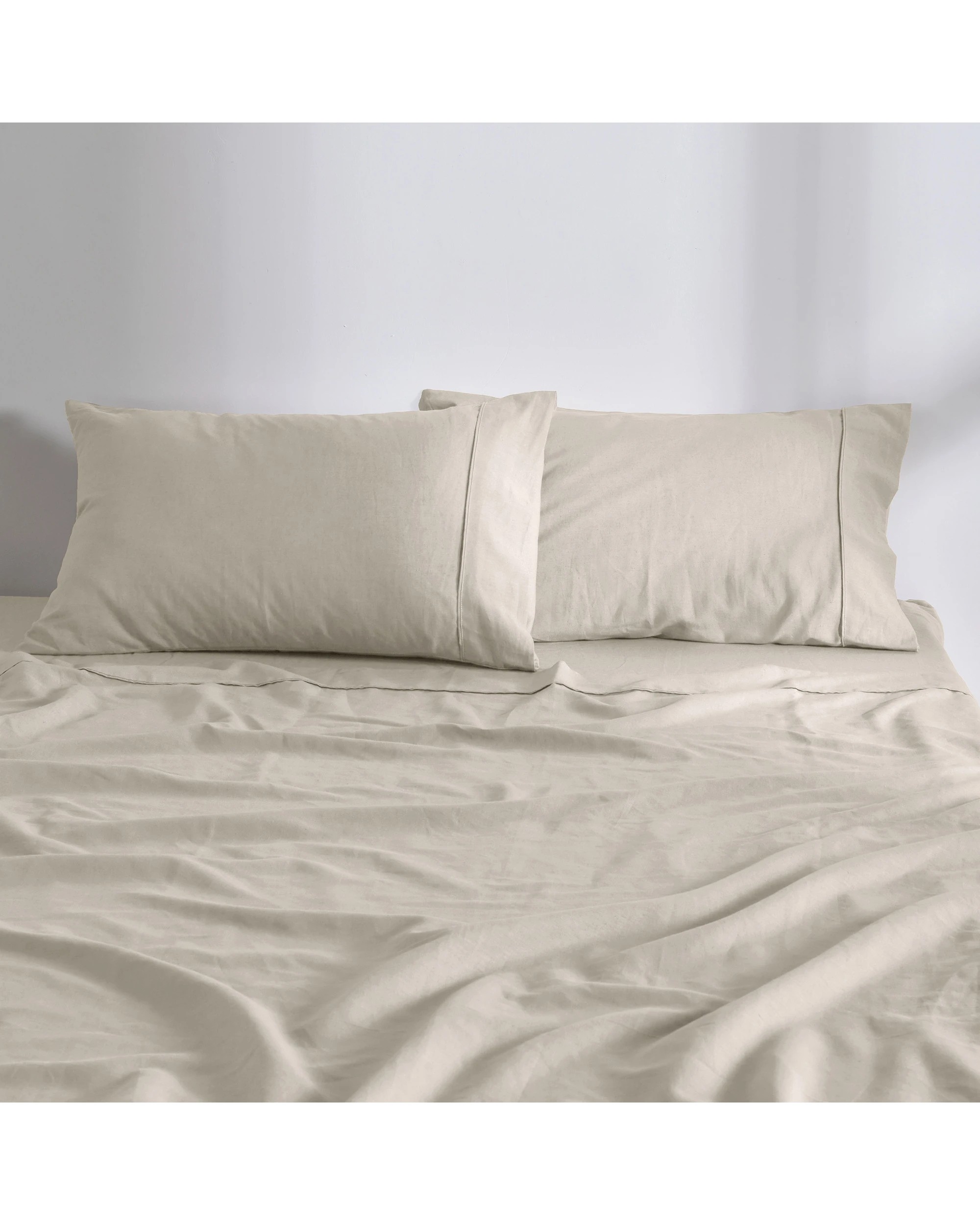 2 Dreamaker Linen Cotton Sheet Set - King Single Bed - Oatmeal, 2 of 9