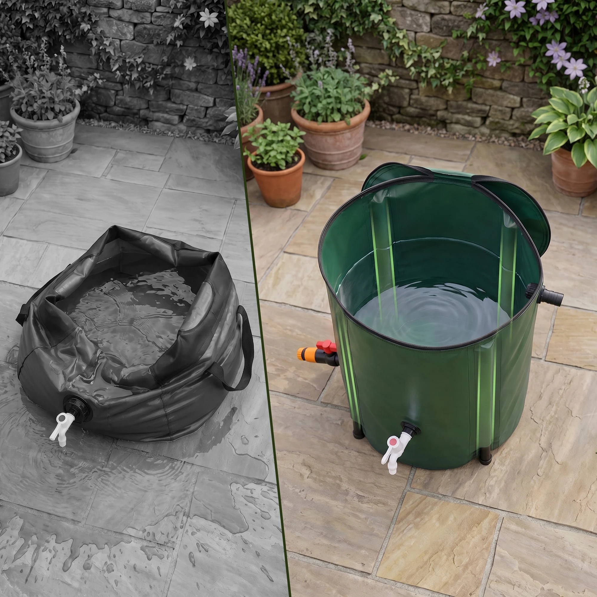5 Weisshorn 50L Collapsible Rain Barrel Foldable Water Bladder Tank Storage Container - Multi, 5 of 9