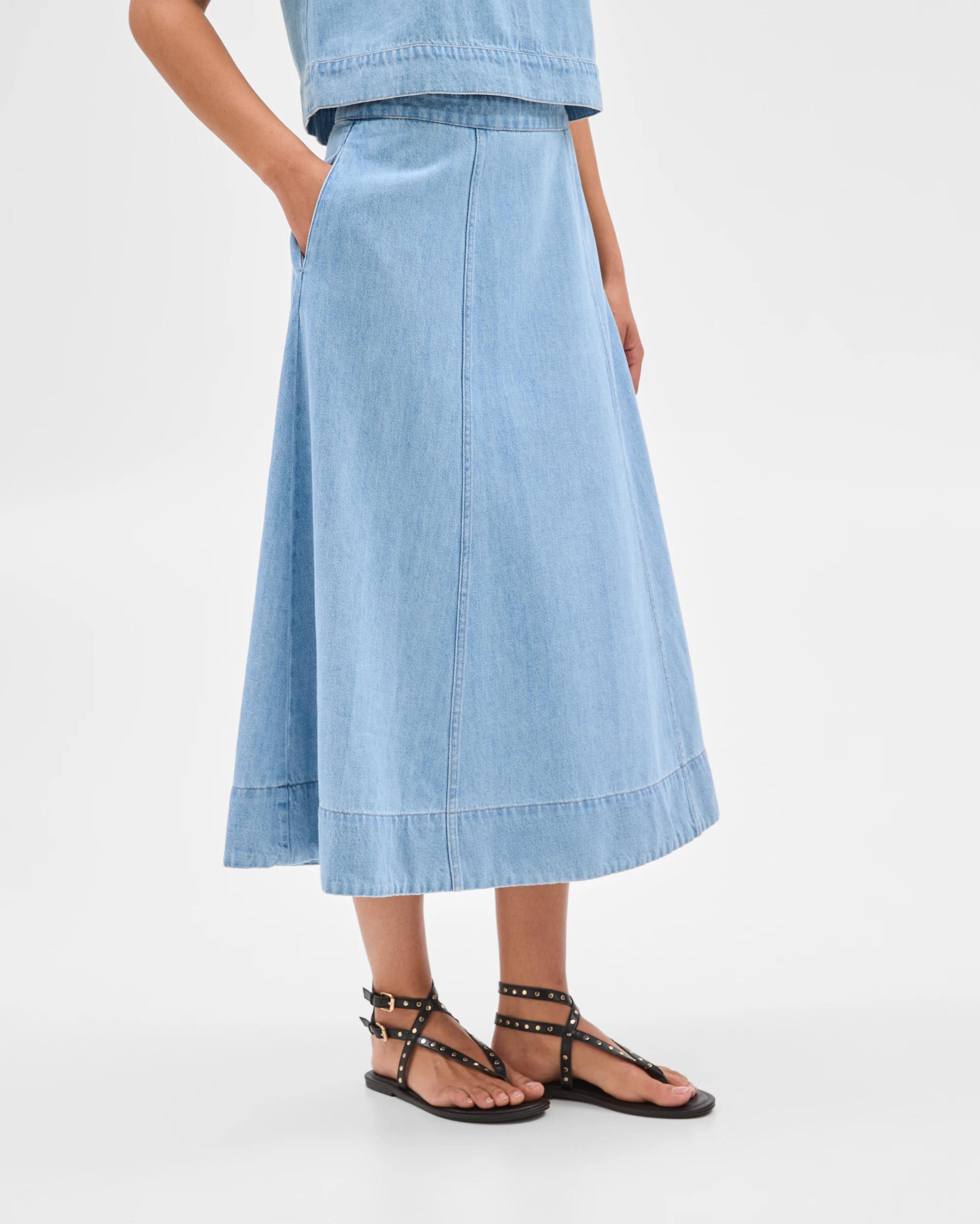 3 Target Panelled Denim Midi Skirt ERA BLUE, 3 of 5