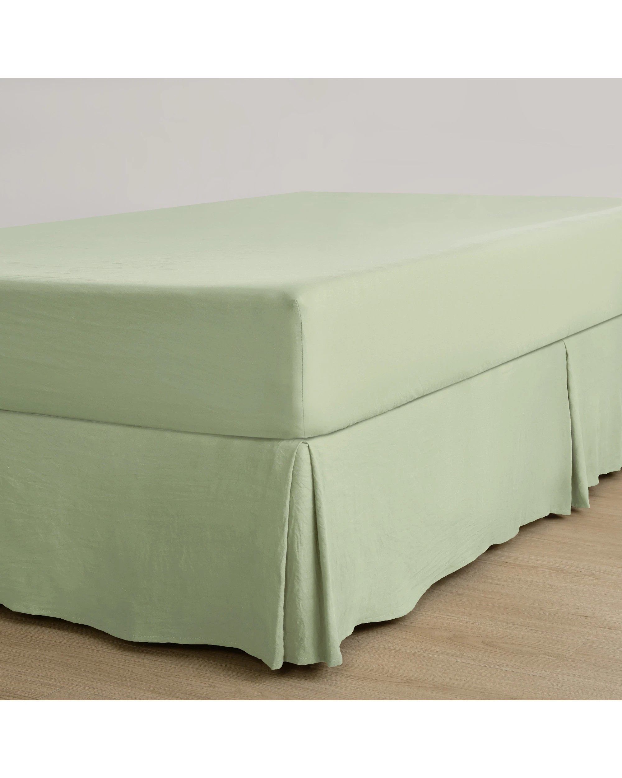 1 Dreamaker Superfine Washed Microfibre Pleated Valance - King Single Bed - Sage Green, 1 of 9