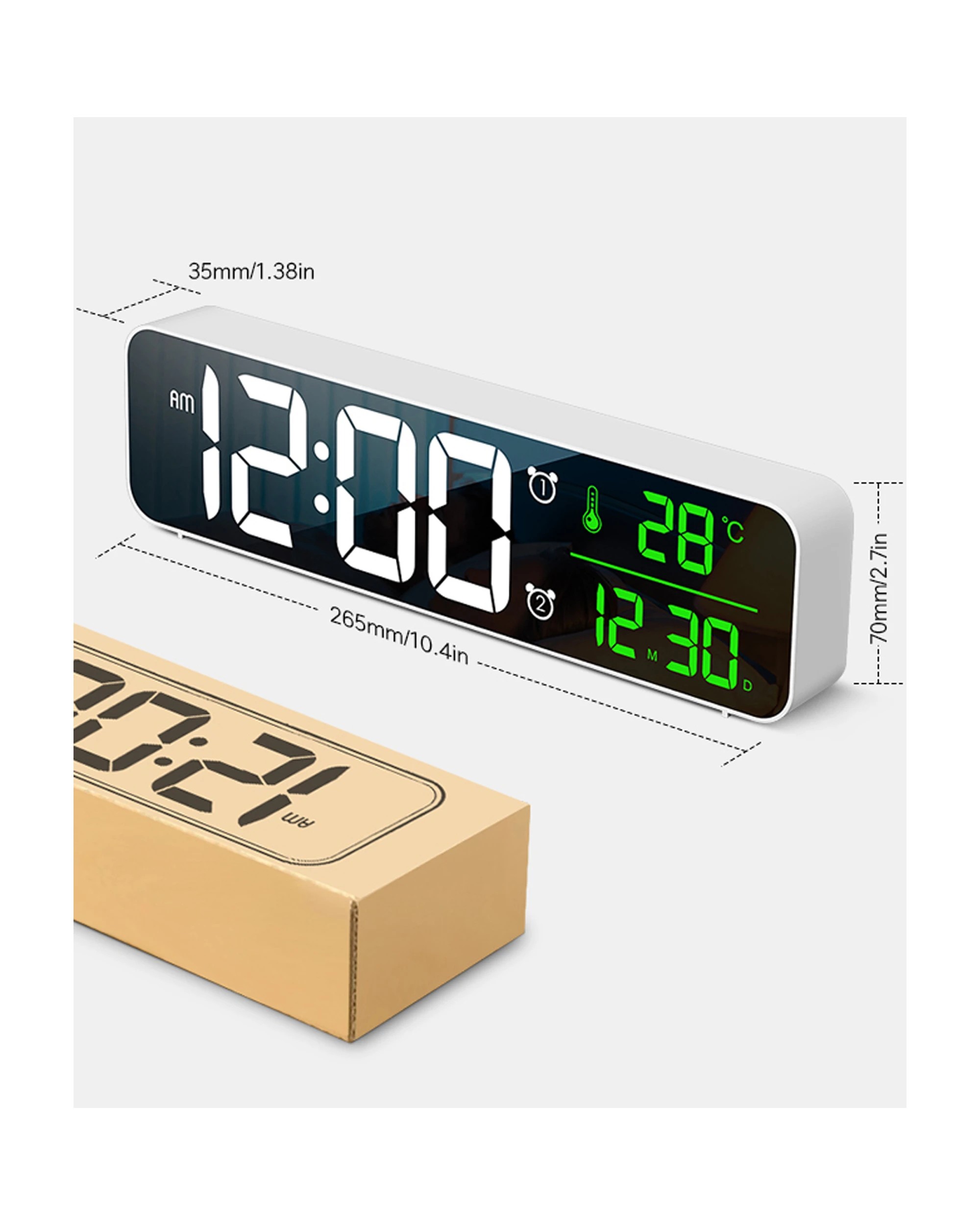 2 TODO LED Digital Alarm Clock Temperature Music Alarm USB Power Wall Clock - Black, 2 of 2