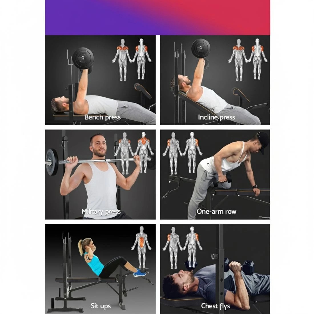 4 Everfit Weight Bench 10 in 1 Bench Press Home Gym Station 330kg Capacity - Black, 4 of 6