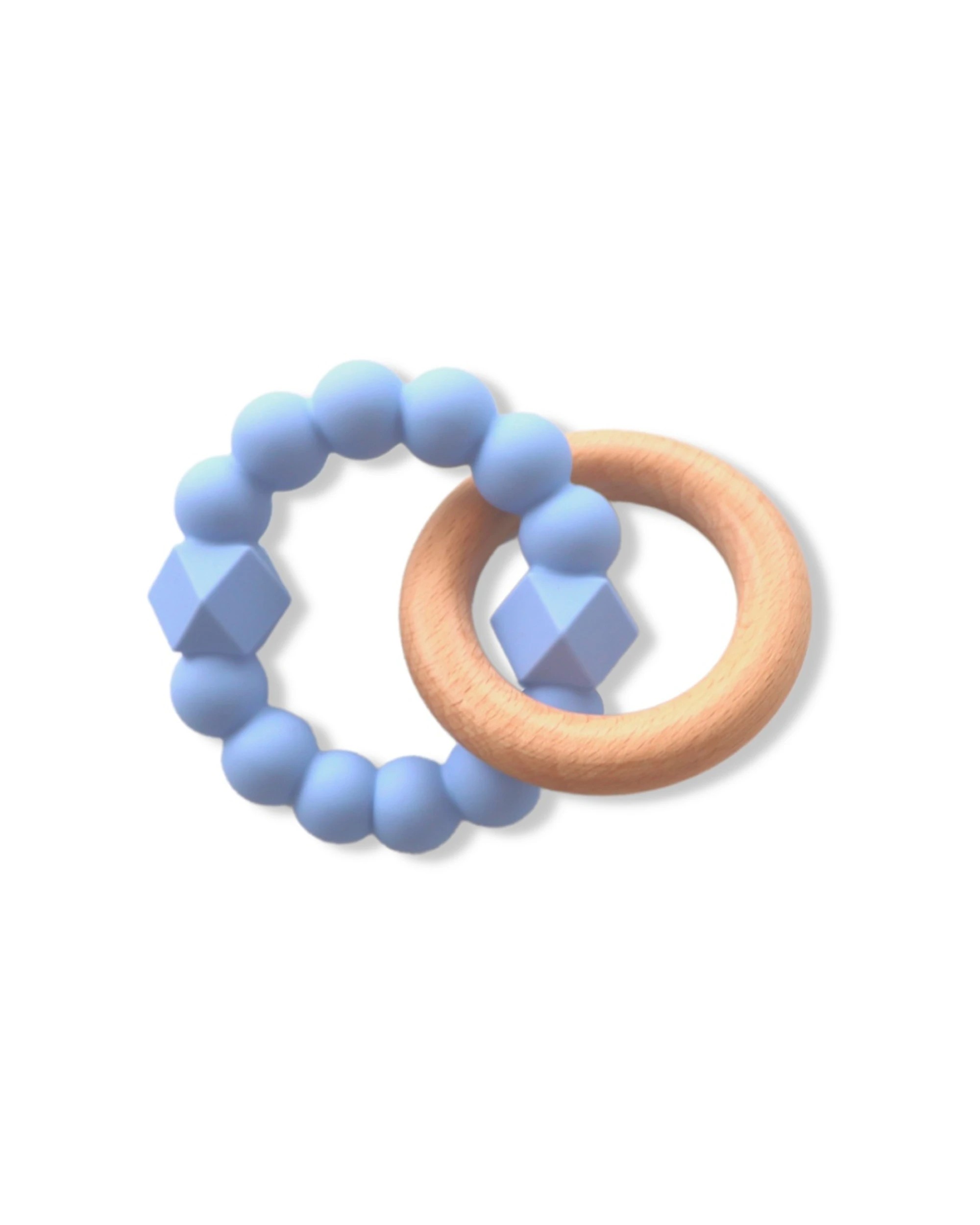 1 Jellystone Designs Moon Teether Wood & Silicone Baby Teething Toy Soft - Blue, 1 of 2
