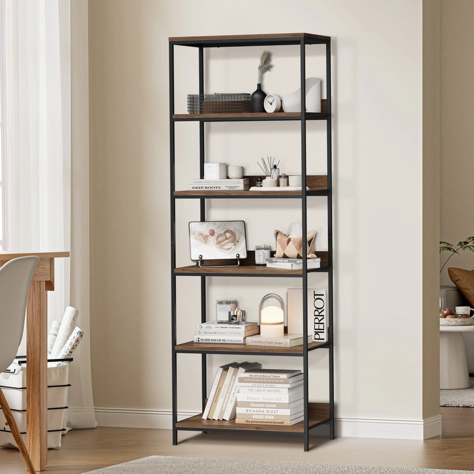 2 Oikiture Display Shelf 5 Tier Bookshelf Storage Shelves Bookcase Stand Rack
 - Multi, 2 of 9