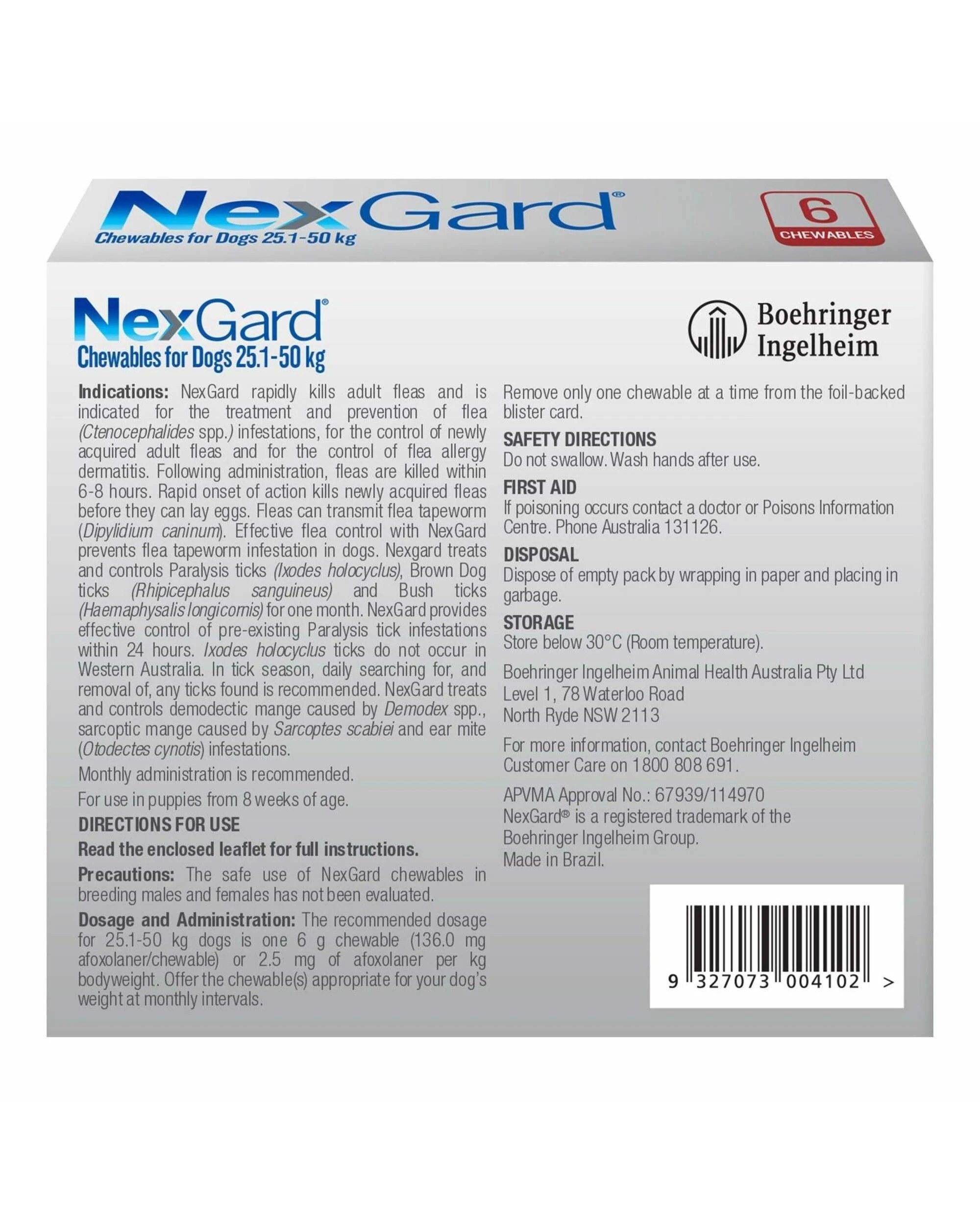 2 Nexgard For Dogs Red Extra Large 25.1-50kg - 6 Months Supply, 2 of 2