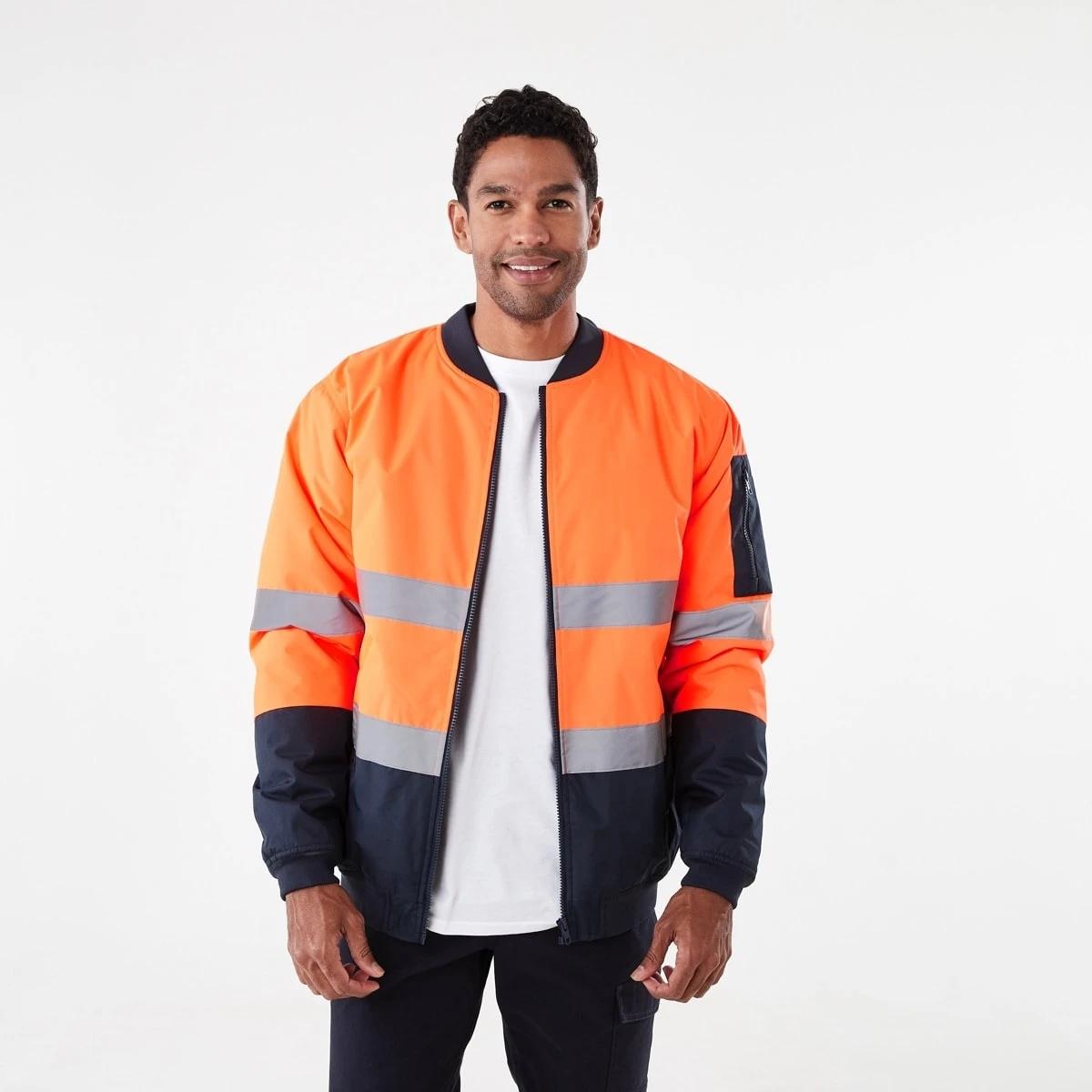 1 Hi-Visibility Reflective Padded Bomber Jacket Orange, 1 of 8
