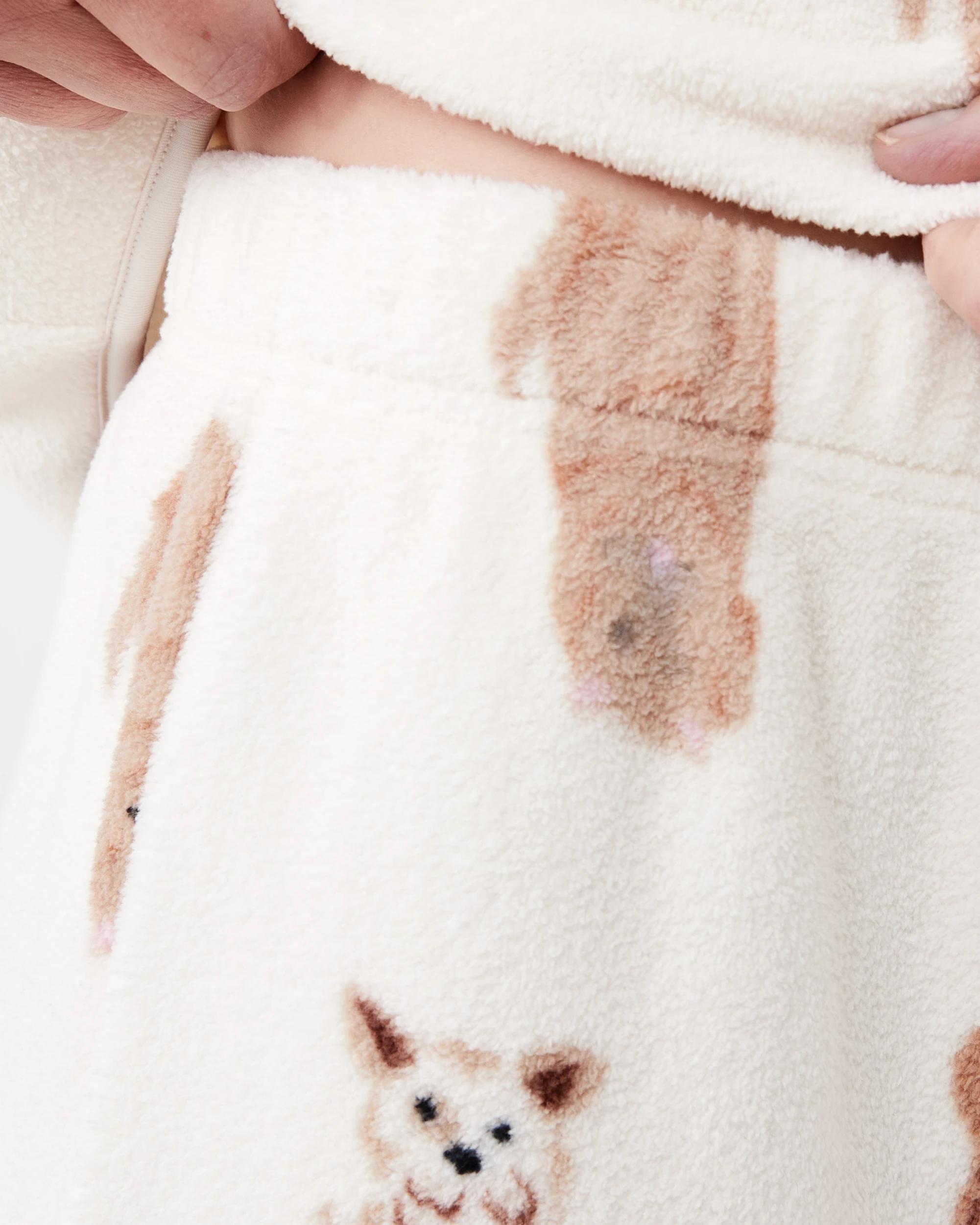 6 Quarter Zip Fleece Long Sleeve Top and Pants Pyjama Set Fluffy Dog, 6 of 6