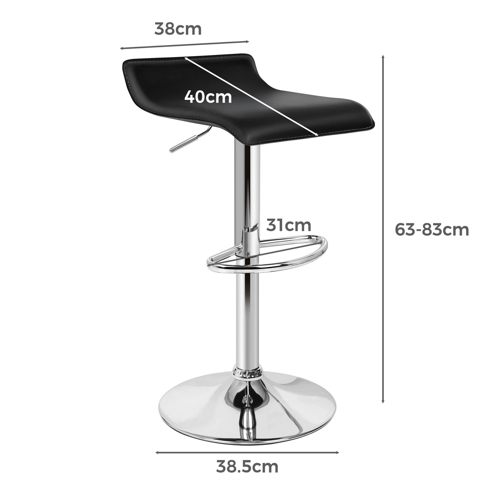 5 Alfordson 4x Bar Stools Saxton Kitchen Swivel Chair Leather Gas Lift - Black, 5 of 8