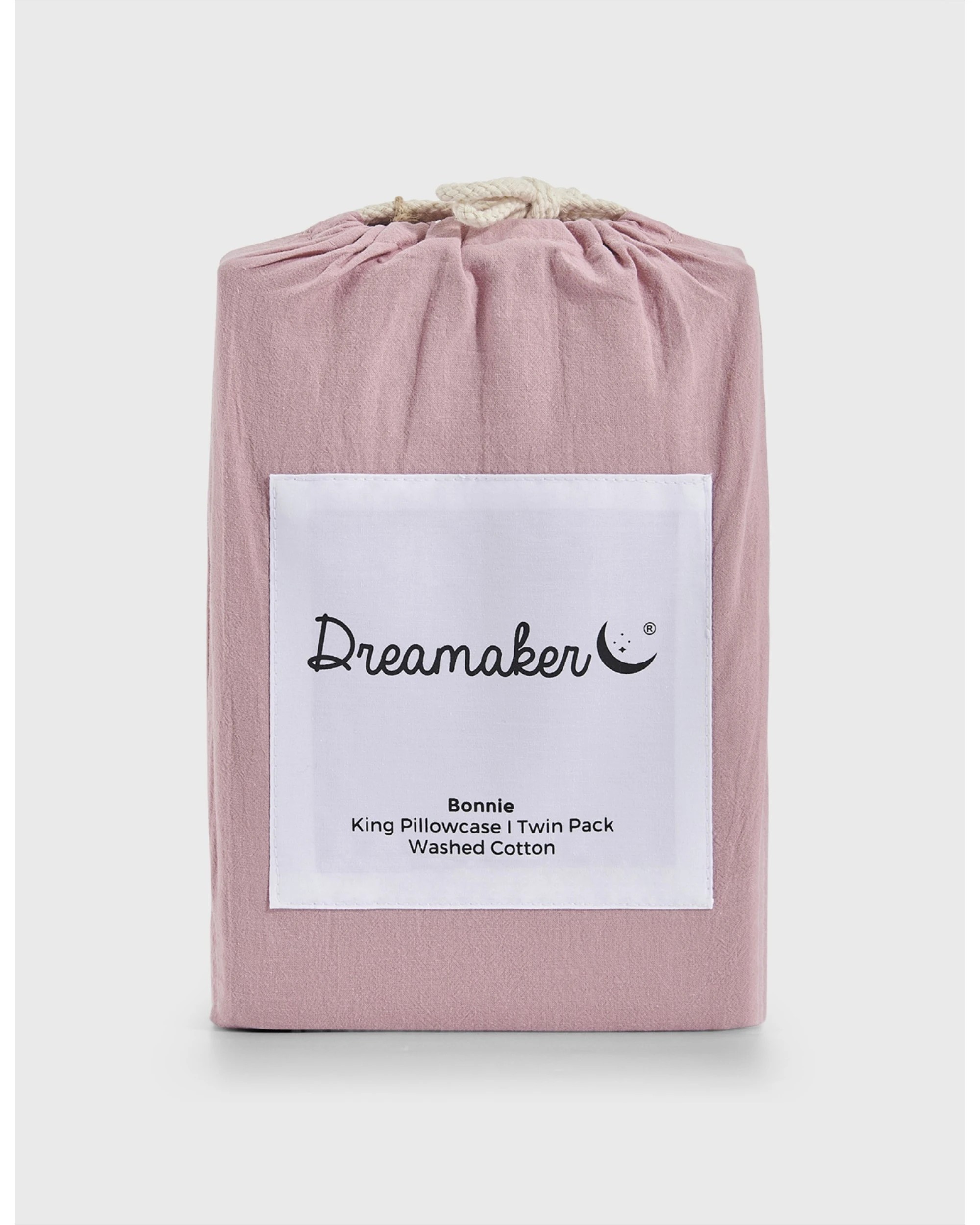 6 Dreamaker Bonnie Washed Cotton King Pillowcase Twin Pack 50x90cm - Pink Pearl, 6 of 6