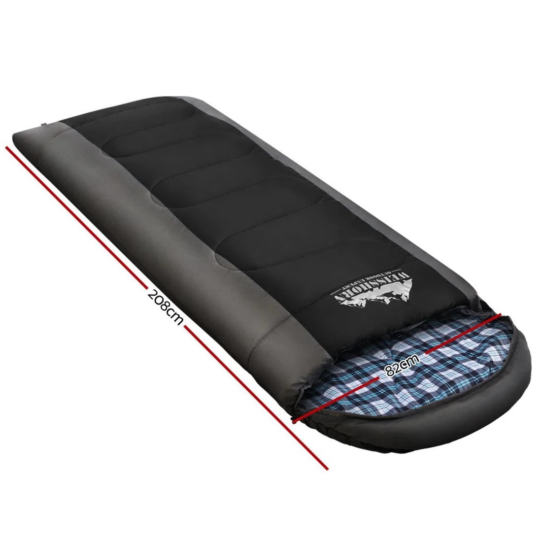 2 Weisshorn Sleeping Bag Single Thermal Camping Hiking Tent 20℃ - Black, 2 of 7
