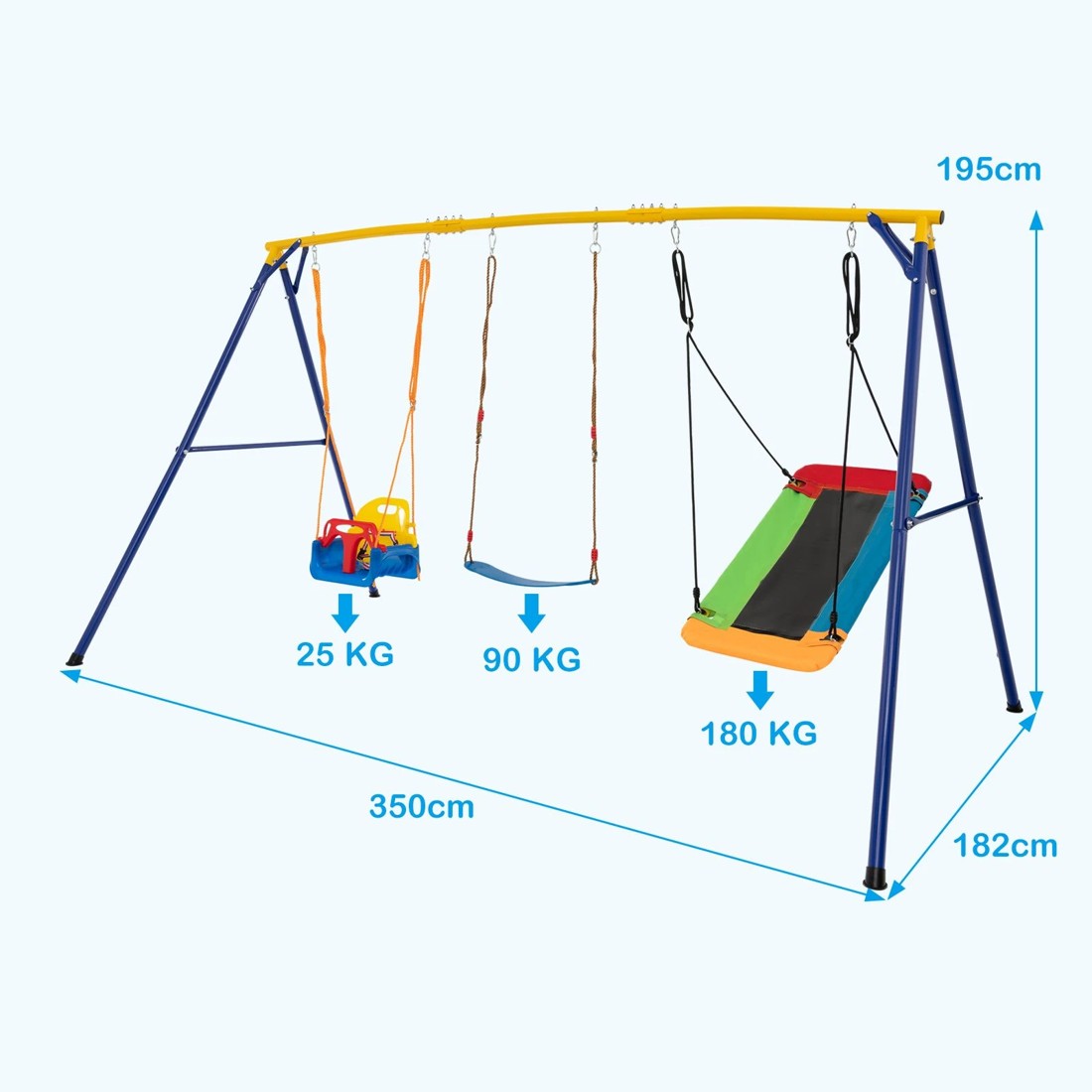 2 Costway Metal Swing Set Carbon Steel Swing Frame w/Belt, 2 of 3