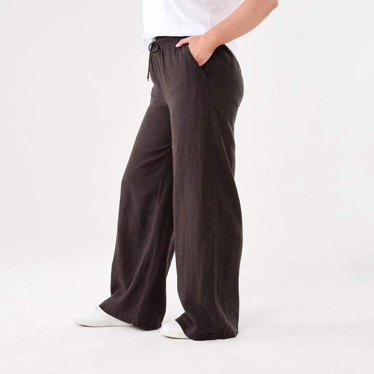 2 Linen Blend Wide Leg Pants DARK ESPRESSO, 2 of 5