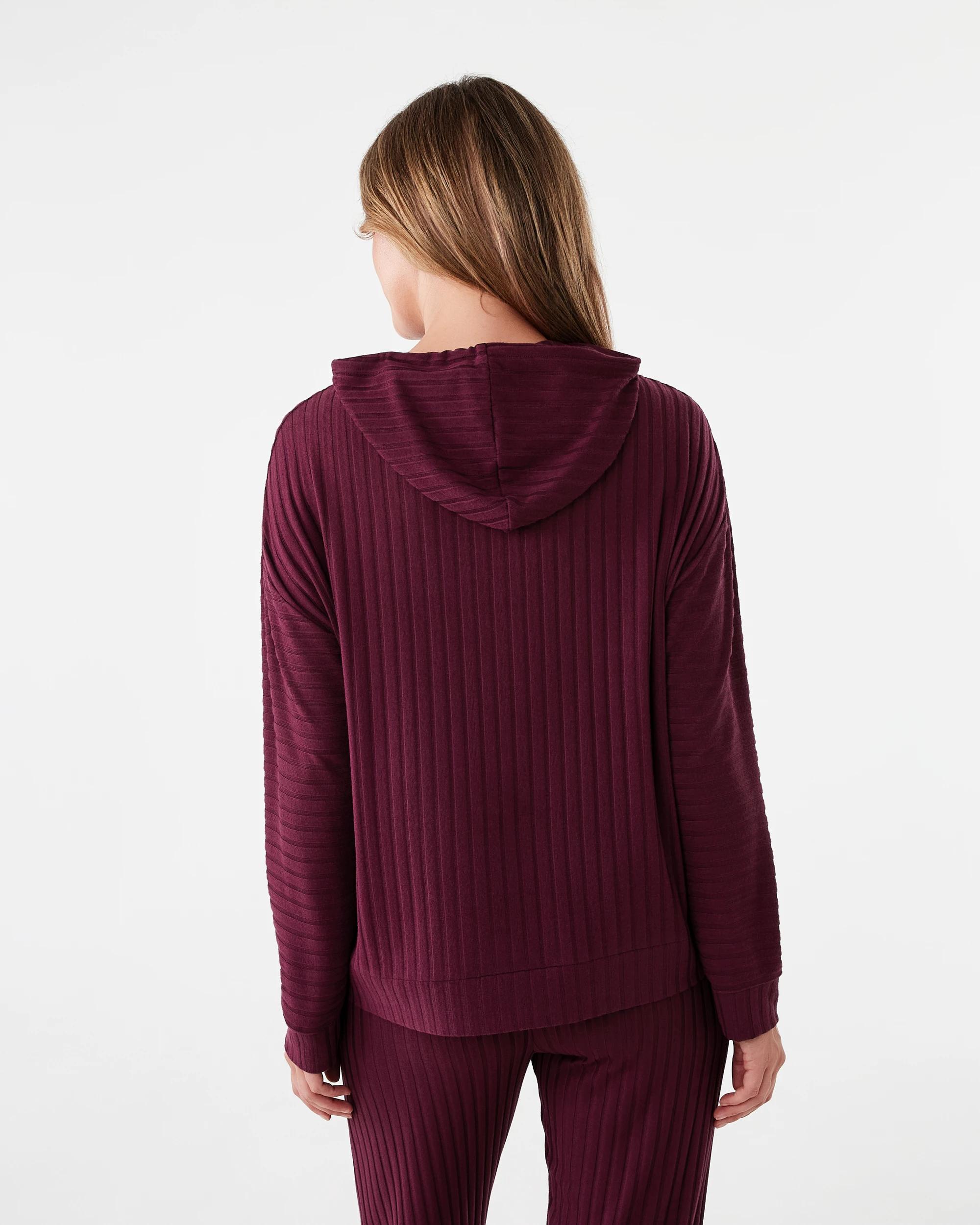 3 Long Sleeve Hooded Lounge Top Velvet Red, 3 of 8