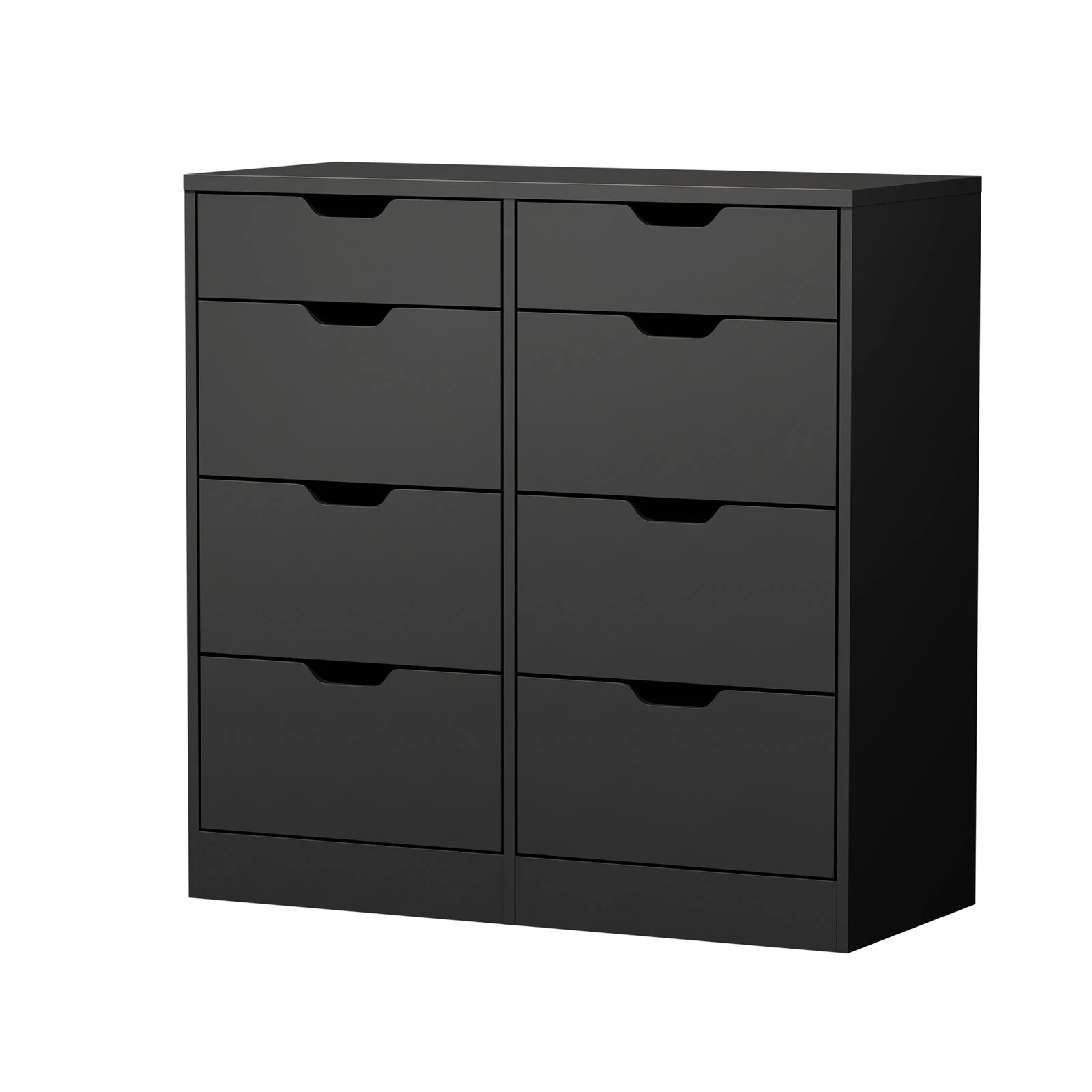 1 Oikiture 8 Chest of Drawers Tallboy Cabinet Dresser Bedroom Storage - Black, 1 of 8
